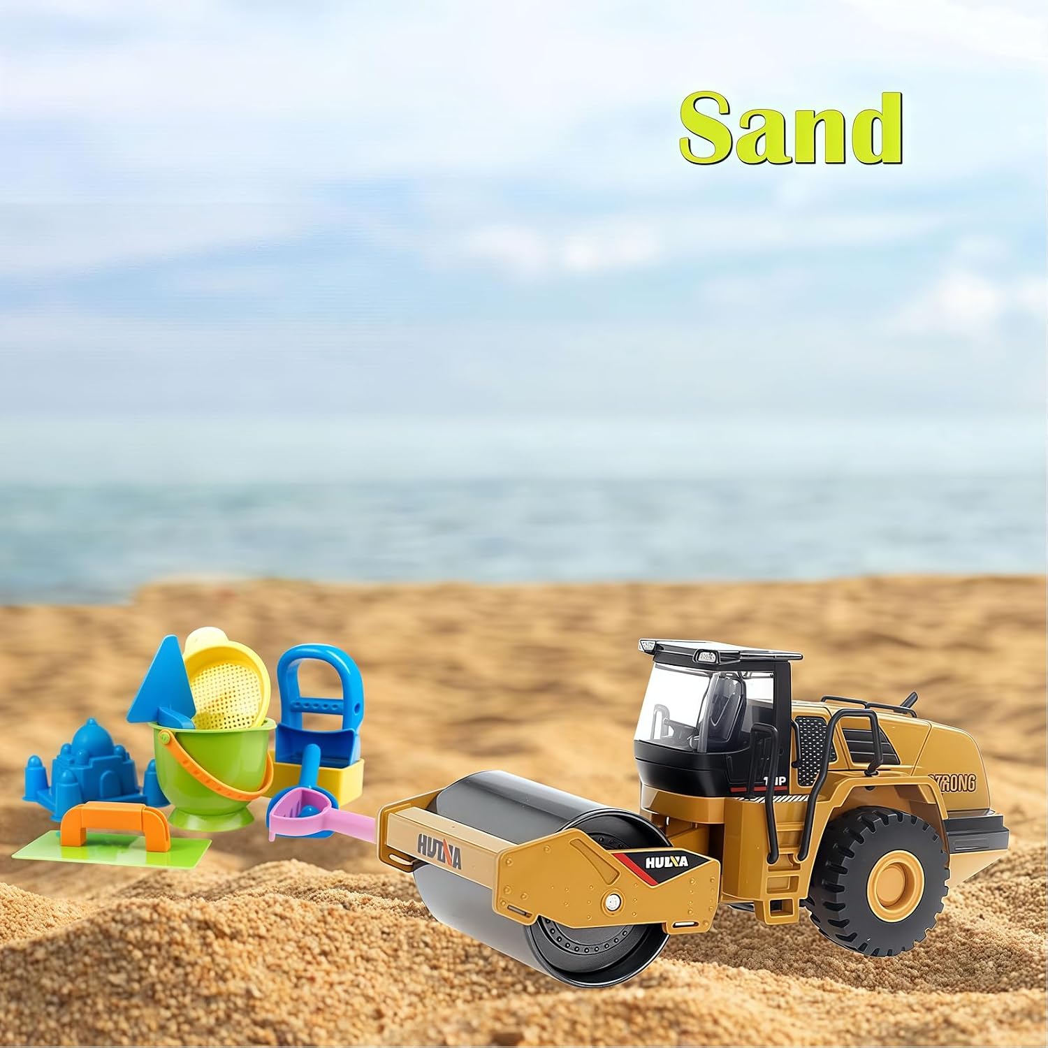 1/50 Scale Metal Road Roller Toy, Metal Construction Vehicles Model Toy, Outdoor Sandbox Car Toys, Birthday Gift Toddler Boy Kid Child image 5