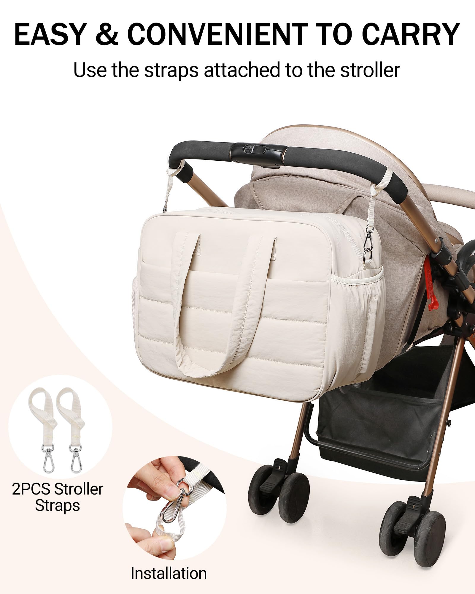 Borsa per pannolini con scomparto per tiralatte e laptop, borsa trapuntata con fasciatoio per passeggino, cinghie con fibbia, per riporre il latte materno per mamma, viaggi, lavoro