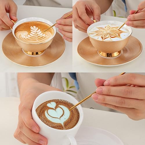 Miniatura 4 de Buyer Star Espumador de leche, espumador de café, herramientas Picher Barista, taza mental de acero inoxidable, accesorios para expreso, kit de