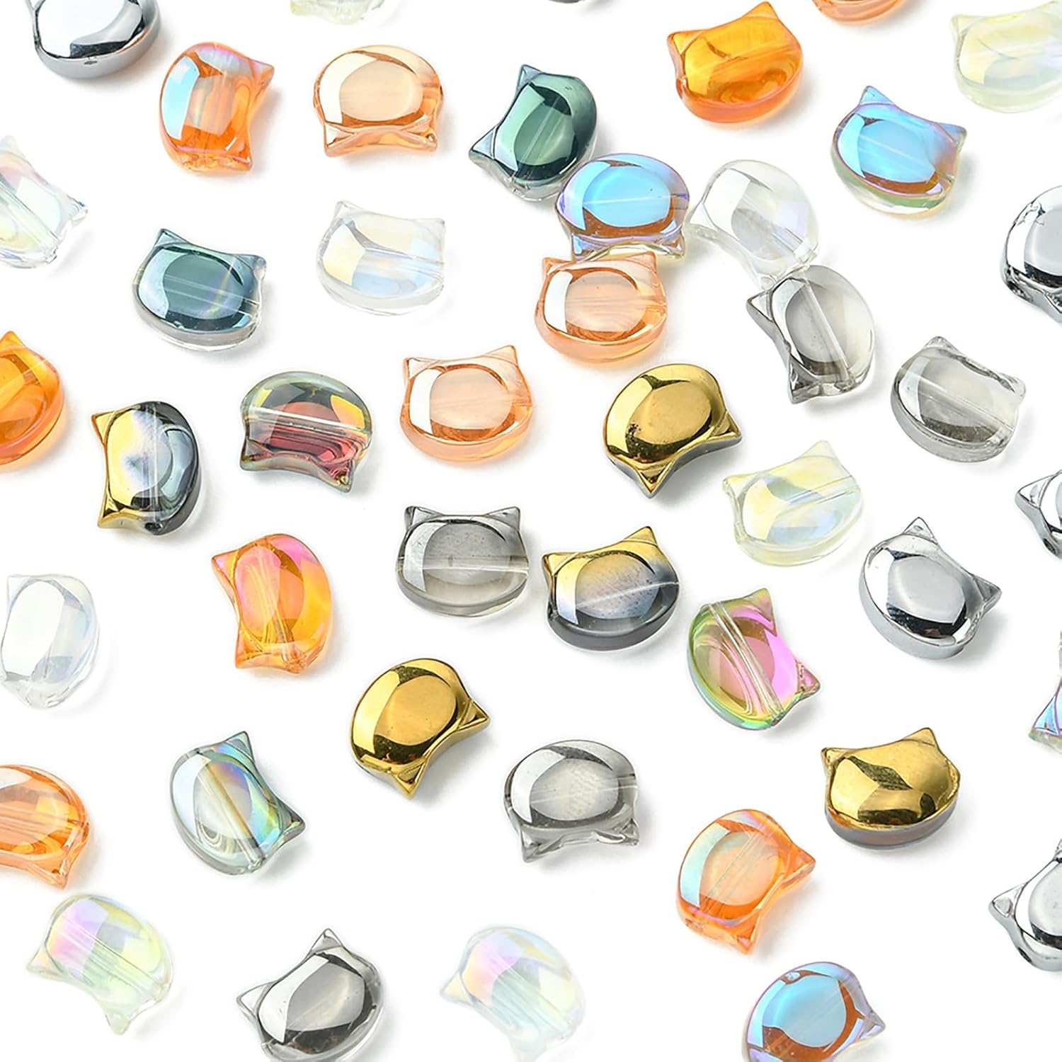 40Pcs Cat Glass Beads for Jewelry Making 8 Colors Electroplate Animal Cat Head Crystal Loose Spacer Beads for Bracelets Necklaces Earrings Crafting - Image 5