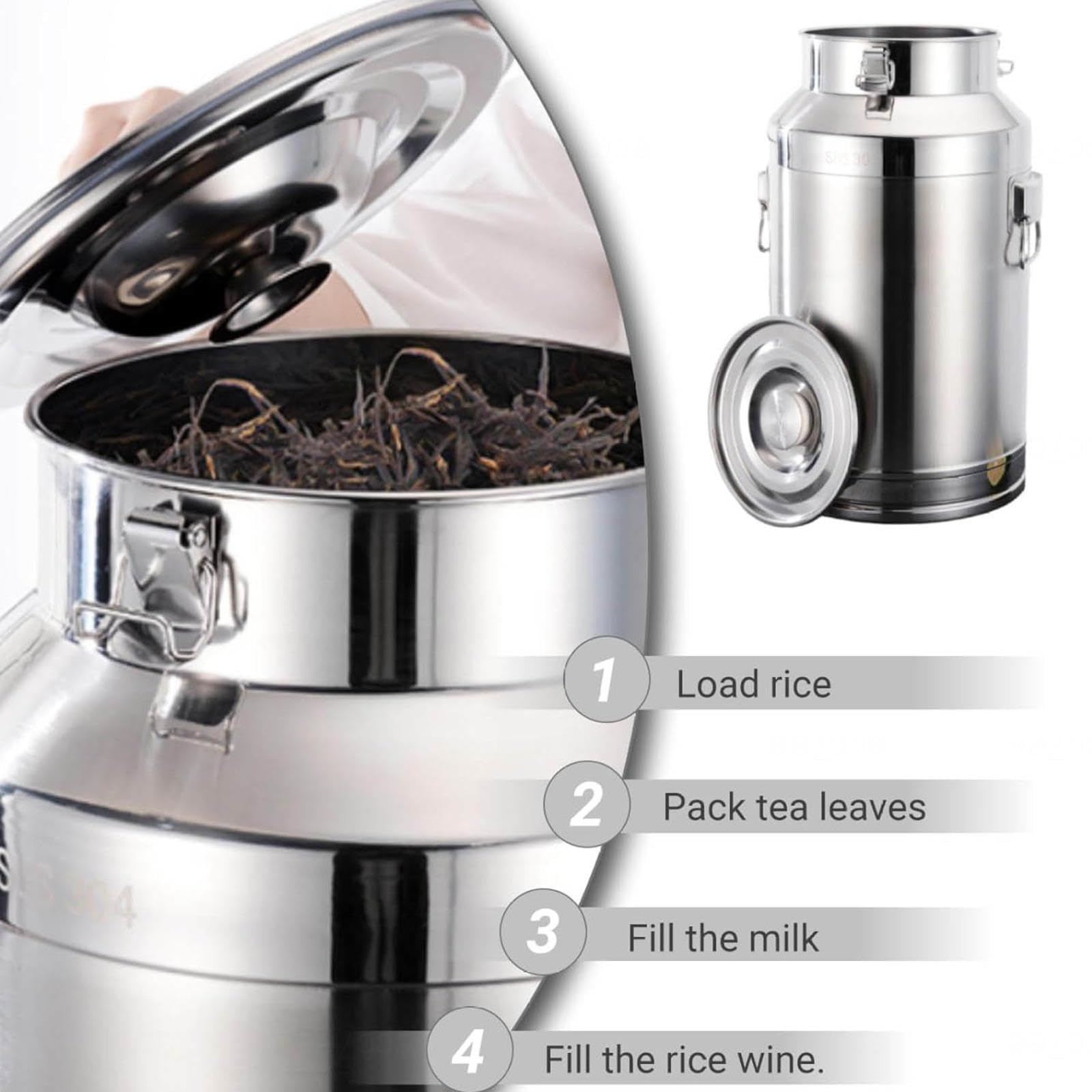 Jarra de leche de acero inoxidable bidón para vino,A-22L | cubo para vino/recipiente lácteos/bidón de leche/jarra con tapa sell tapa/asa, transportar o almacenar leche,A-22L