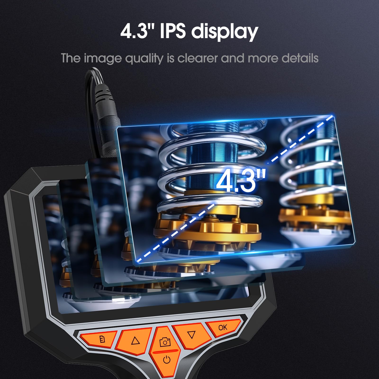 Svbony SM501 Cámara Endoscópica, Pantalla IPS 4,3'', Tarjeta 32GB, Grabación HD Y Fotos Claras, IP67 Impermeable, 8 LED, para Tuberías, Motor, Desagüe Y Hogar
