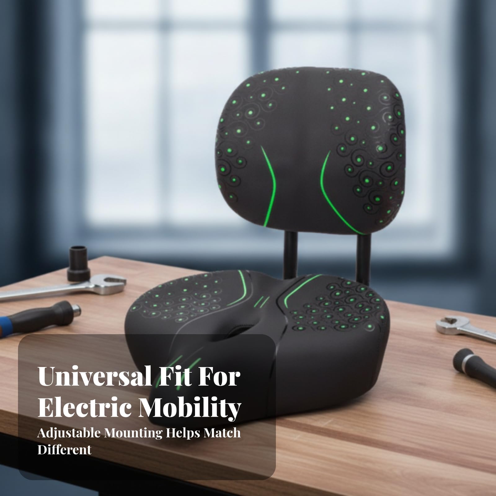 Cojín de Asiento para Eléctrico Sillín para Asiento con Respaldo Contorno Ergonómico y Ventilado con Recorte Central Soporte Trasero Acolchado con