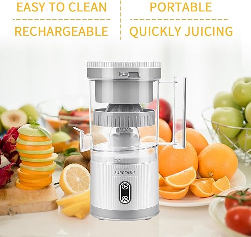 Miniatura 9 de Exprimidor eléctrico de cítricos  Exprimidor recargable por USB con cepillo de limpieza, exprimidor de pomelo de limón y limón, fácil de limpiar