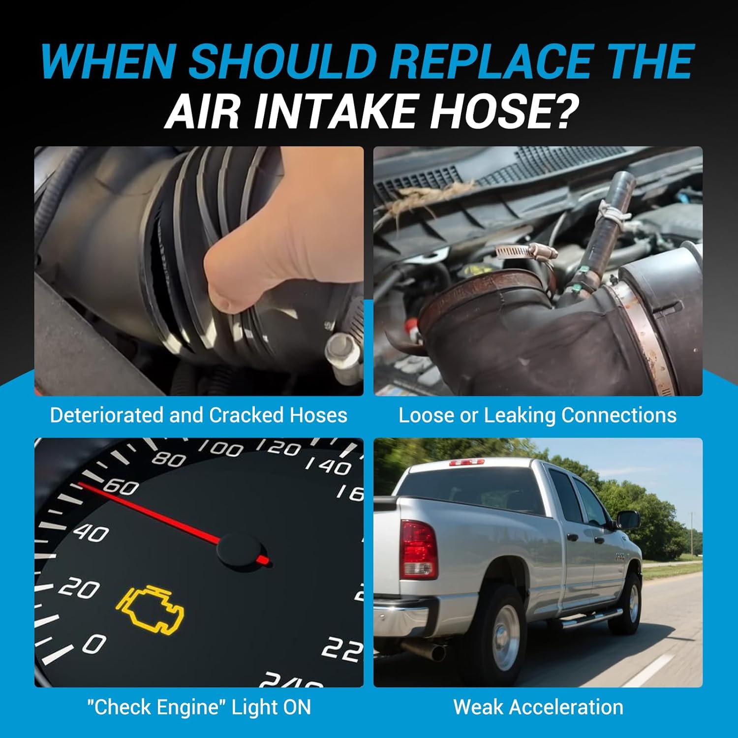 696-207 Engine Air Intake Hose Air Duct Assembly Compatible with Dodge Ram 2007-2018 2500 3500 4500 5500 6.7L Cummins Air Intake Resonator Lower Hose Tube Duct 53032944AL 53032944AC