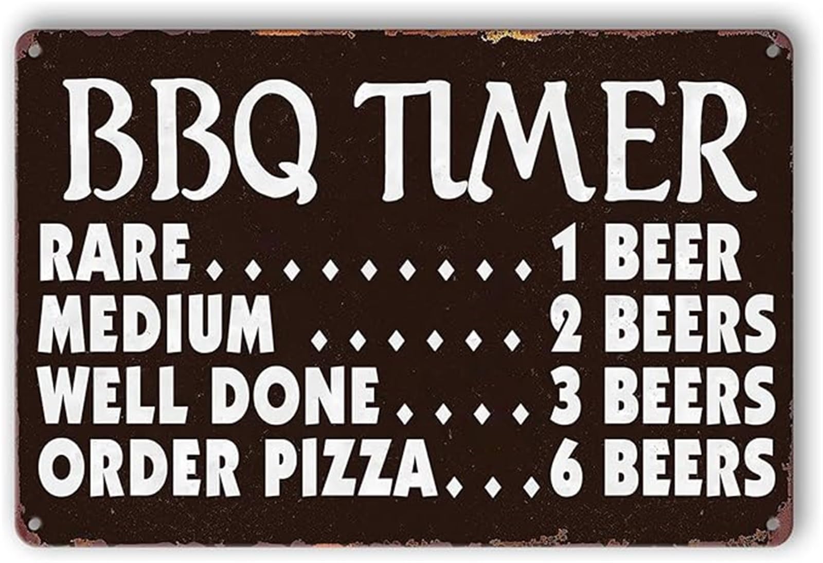 AUOQKQUT Funny Vintage BBQ Timer Sign Retro Metal Tin Sign Grilling Kitchen Wall Decor for Outdoor Backyard Man Cave 8 X 12 in