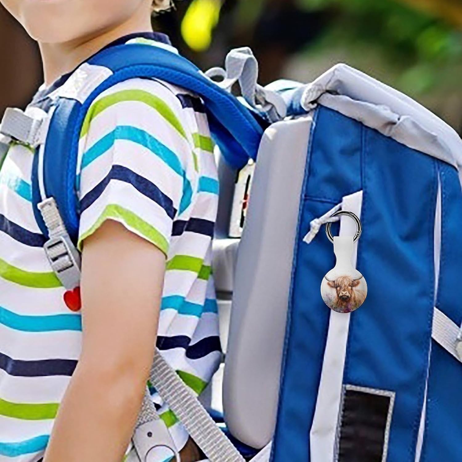 Highland Cow Watercolour Funny Cover Compatible with AirTag Case Protector GPS Tracker Storage Bag Box with Keychain Novelty Gifts