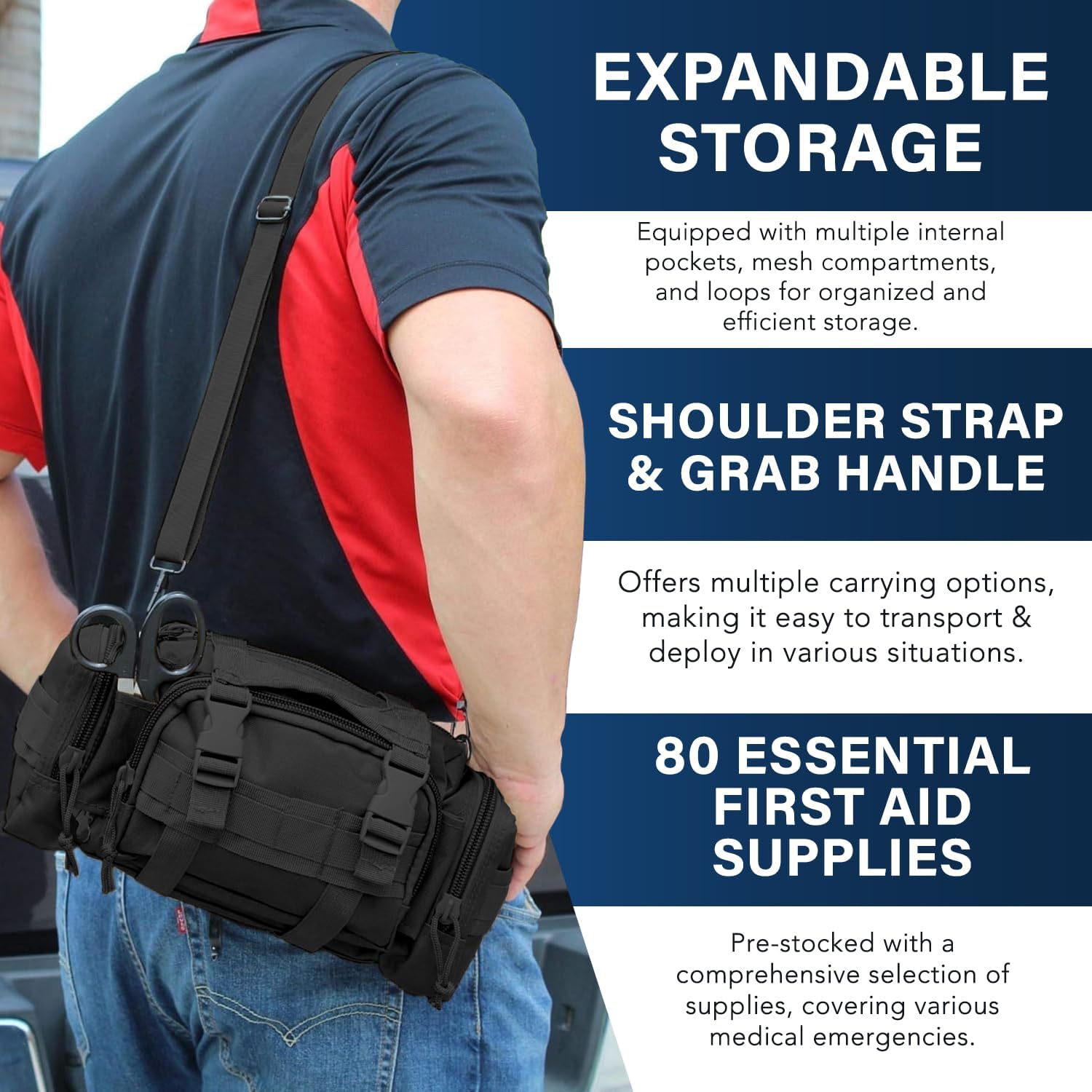 Luminary OFAK Operator-Fast-Access-Kit Stocked First Aid Kit Grab & Go Bag for Home Range Vehicle Tactical Vest or Duty Belt (Black)