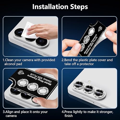 Vista 1318 de para Samsung Galaxy Z Flip 7 Protector de Lente de Cámara, Cubierta de Lente de Vidrio Templado con Anillo de Metal Individual, [Fuerte Adhesión] 1