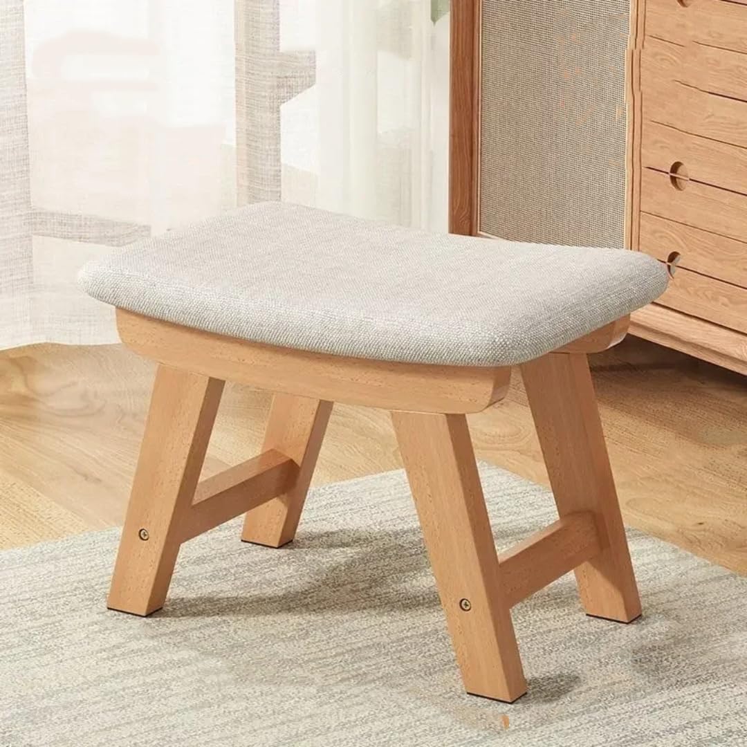 Tabouret en tissu et bois massif moderne Salon E 1