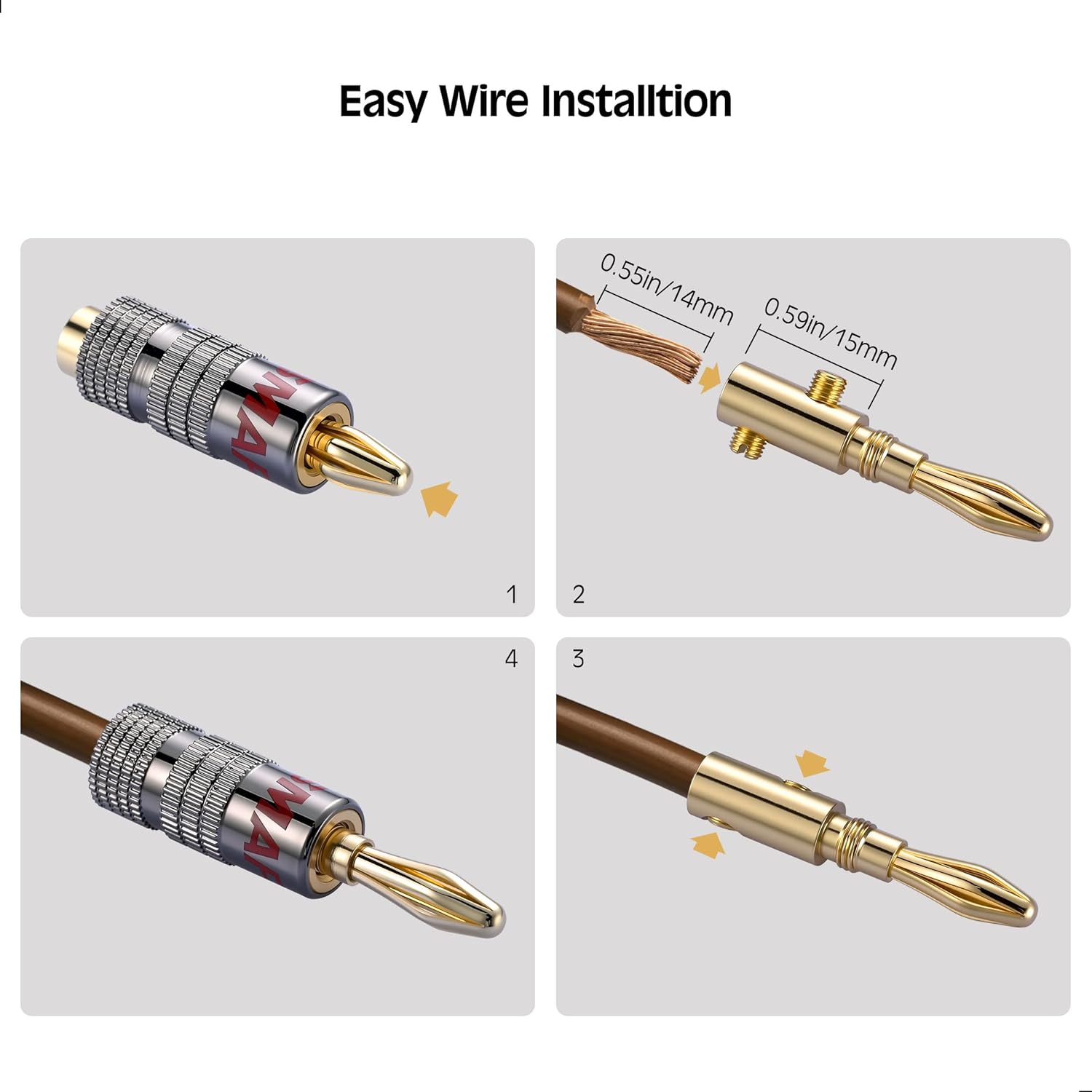 Banana Plugs for Speaker Wire, 24K Gold Plated Speaker Connectors, 6 Pairs/ 12Pcs Banana Plug Set - Image 5