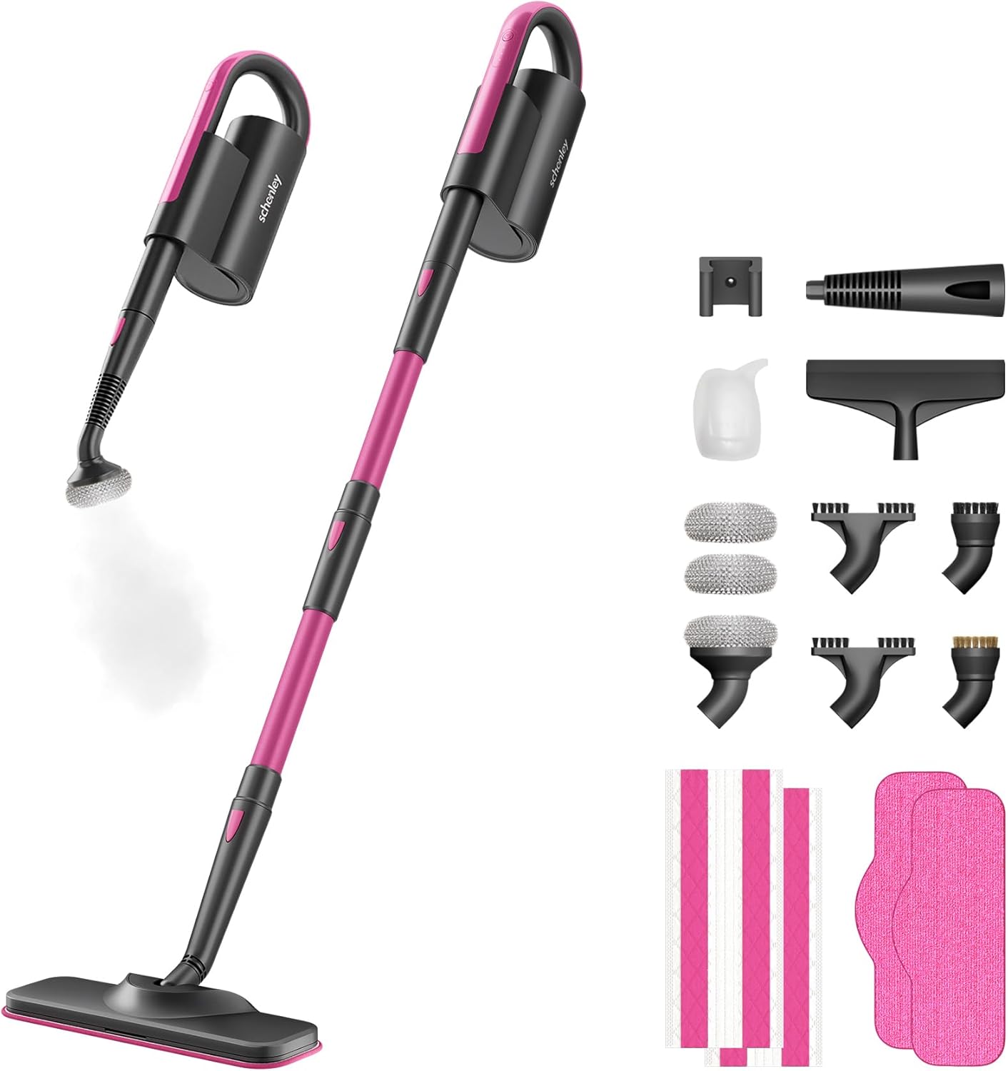 Schenley Steam Mop with Detachable Handheld Steam Cleaner, 19-in-1 Multi-Purpose Steam Mop for Hard Floors, Tiles & Grout, Chemical-Free Cleaning, Fast 10s Heat-Up, 5m Power Cord