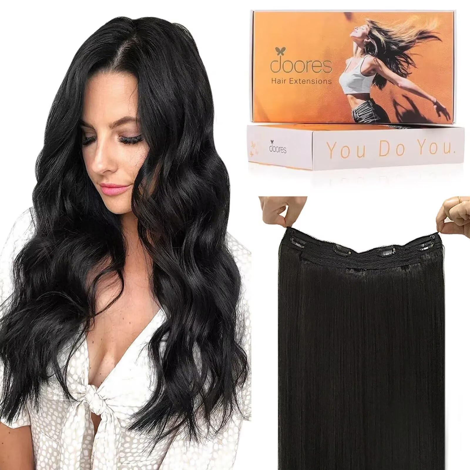 Hidden crown Halo extension - black hair - New 22 main image 4