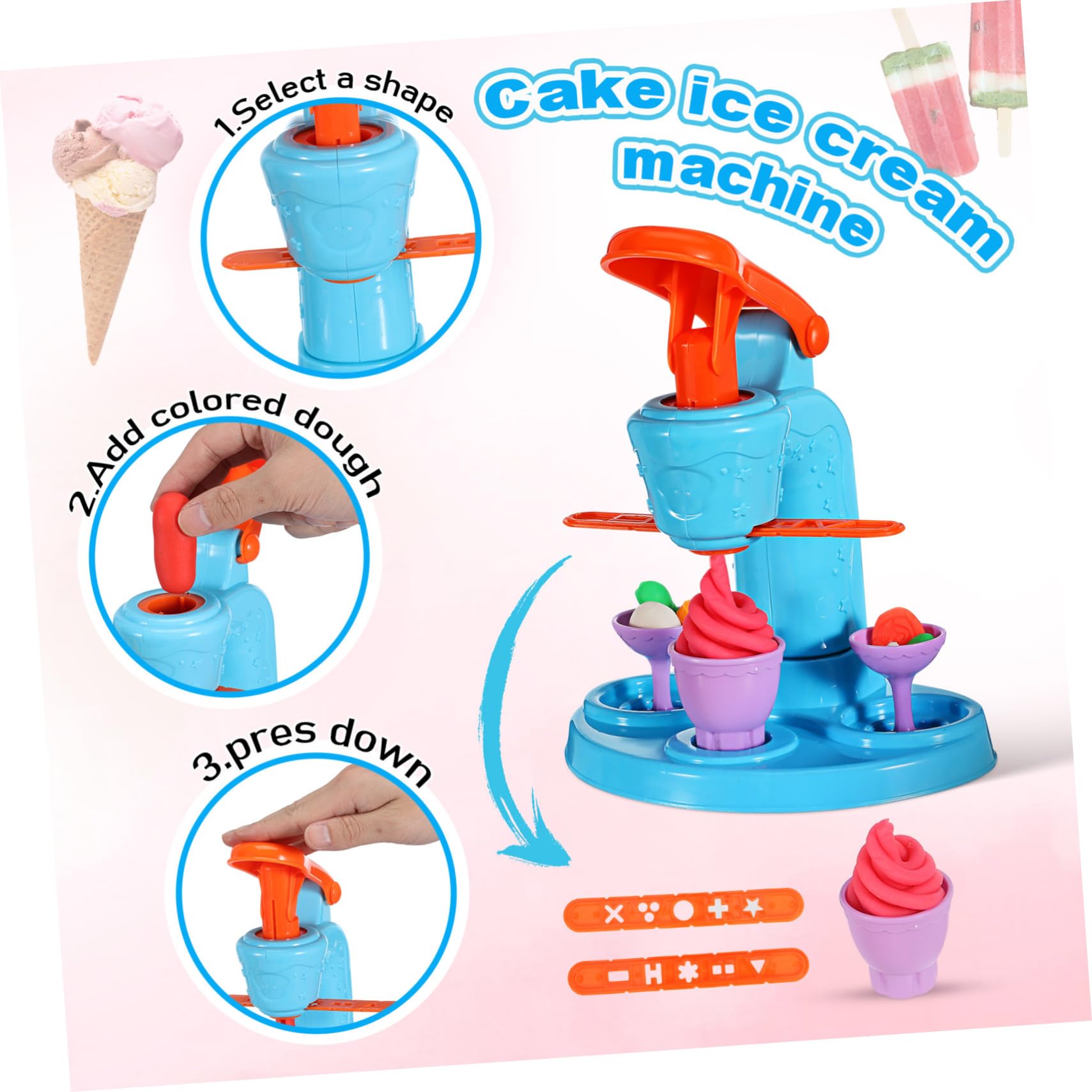 Abaodam Set da Gioco per Bambini 51 Pezzi Strumenti per Pasta Modellabile, Macchina per Hamburger e Gelati, Design Multifunzionale in Abs per Feste di Compleanno e Attività Creative