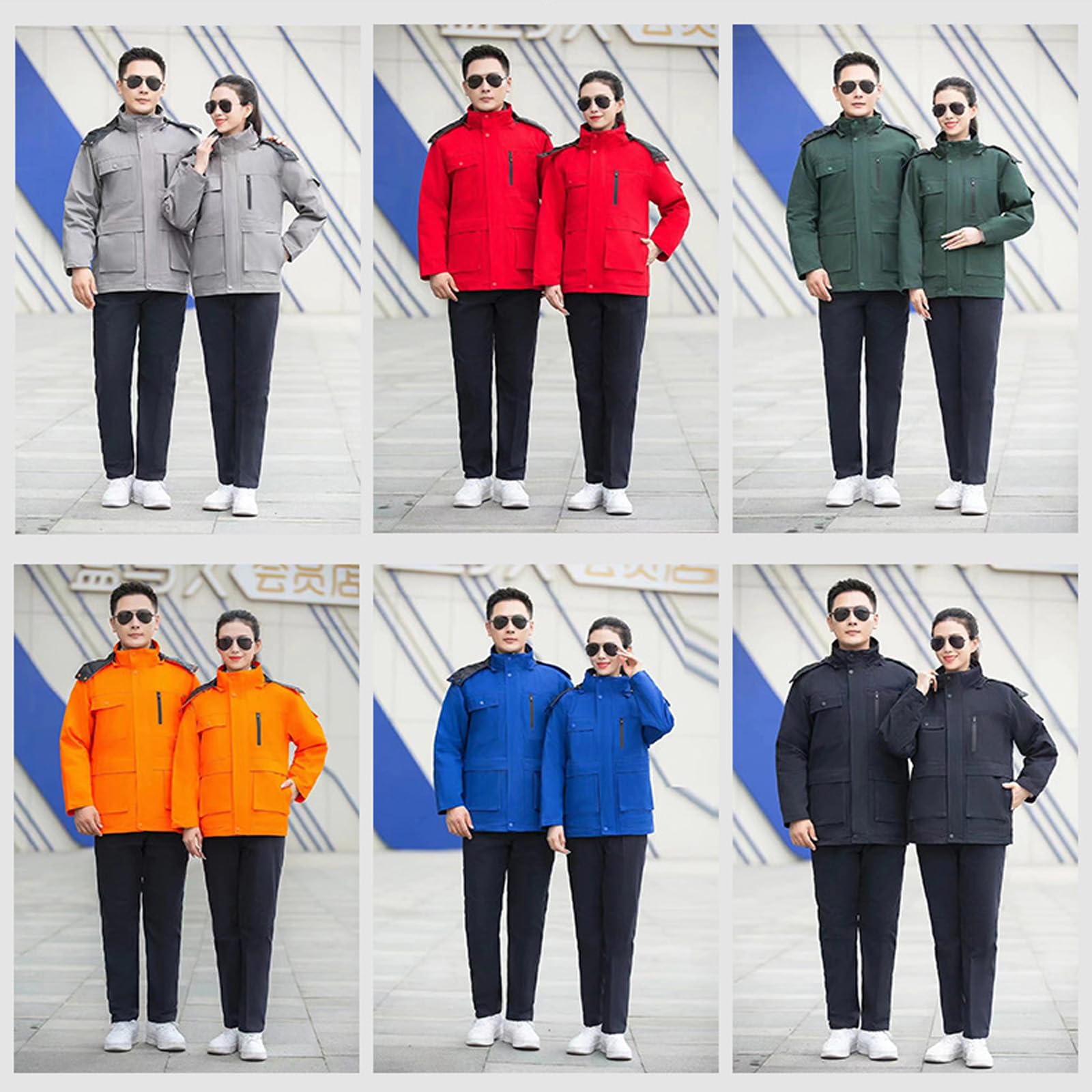 Zip Front Work Coverall Chaqueta Con Capucha Y Pantalones Traje De Trabajo Con Bolsillos Múltiples