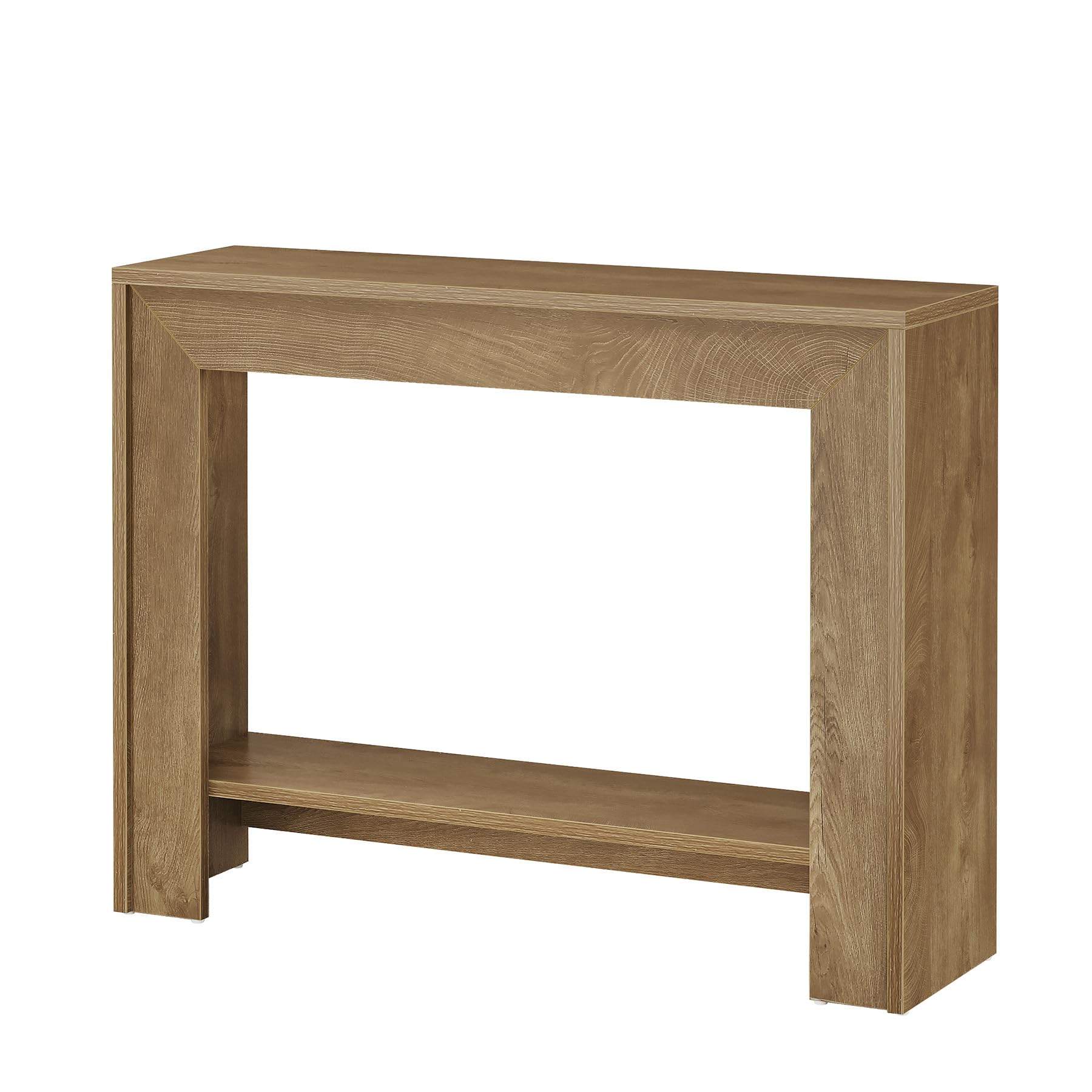 Tribesigns Mesa consola estrecha de 105 cm con espacio de almacenamiento abierto de 2 niveles, mesa de sofá detrás del sofá, mesa de consola rústica para salón, pasillo, vestíbulo, nogal claro