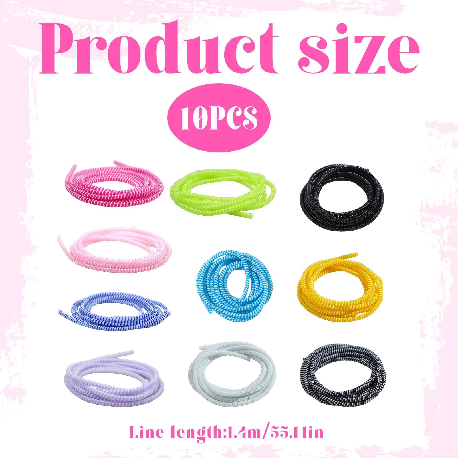 10Pcs Cable Protector Animal Proof,Spiral Cable Wire Pet Protector,Charging Cable Protector,Multicolor Wire Protector From Pets for Phone Charger - Image 2
