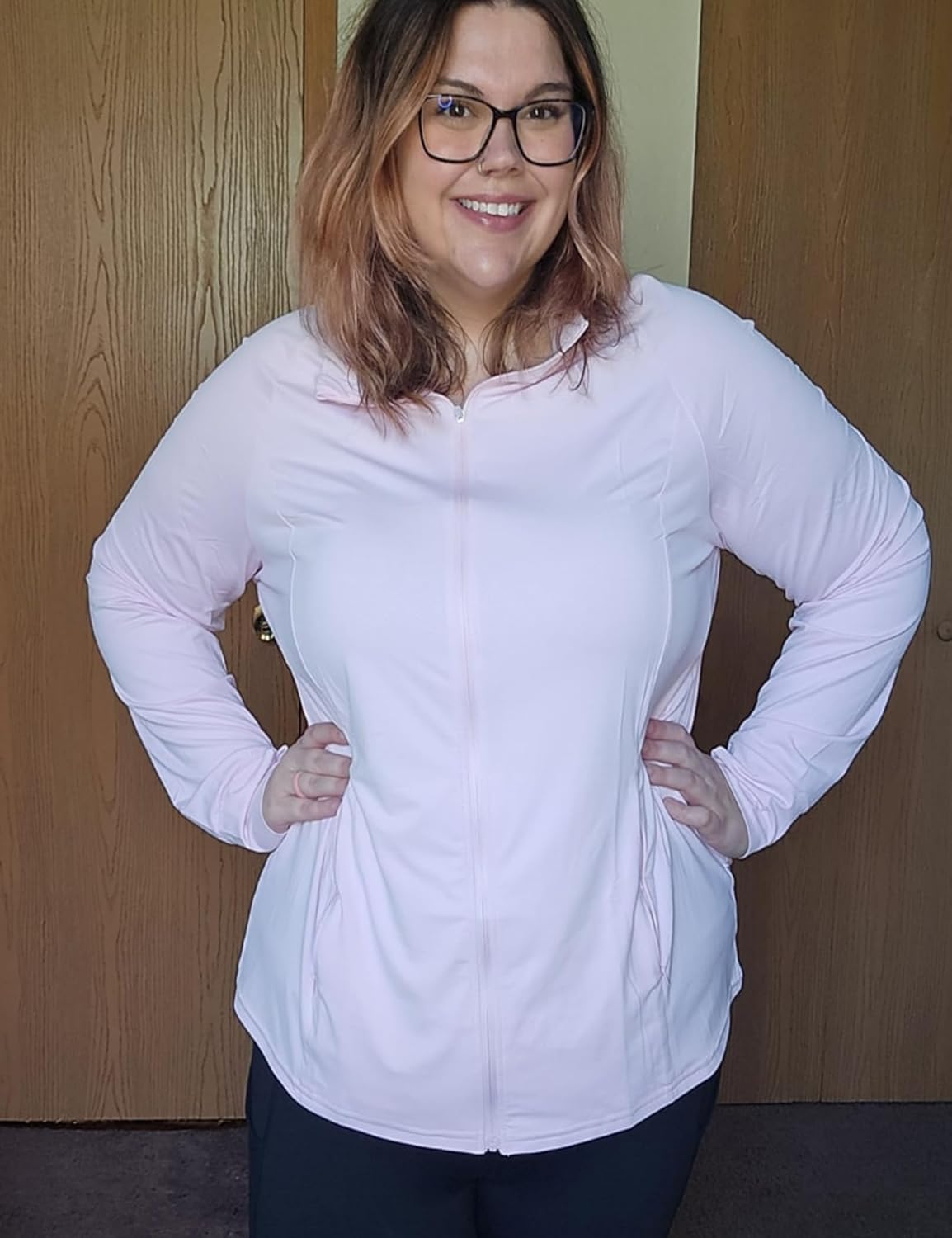 FOREYOND Womens Plus Size UPF 50+ Sun Protection Jacket Lightweight Zip Up Hoodie Cooling Long Sleeve Sun Shirts Workout - Image 2