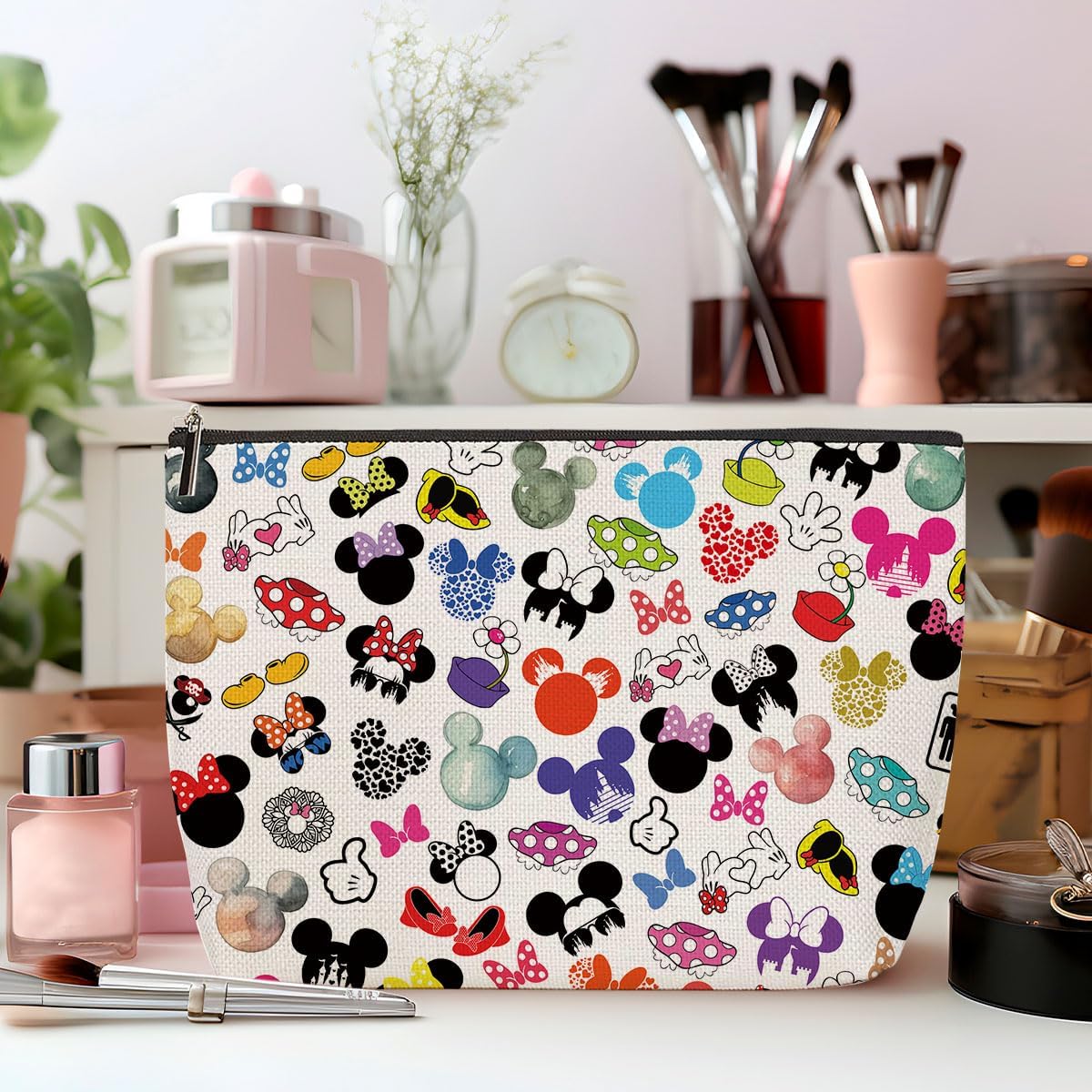 4PCS Cute Cartoon Print Makeup Bag Magic Cartoon Mouse Cosmetic Bag Cute Mouse Animal Lovers Gifts for Women Female Her Daughter Cousin Best Friend Bestie BFF Mothers Nurse Day Graduation Birthday - Image 4