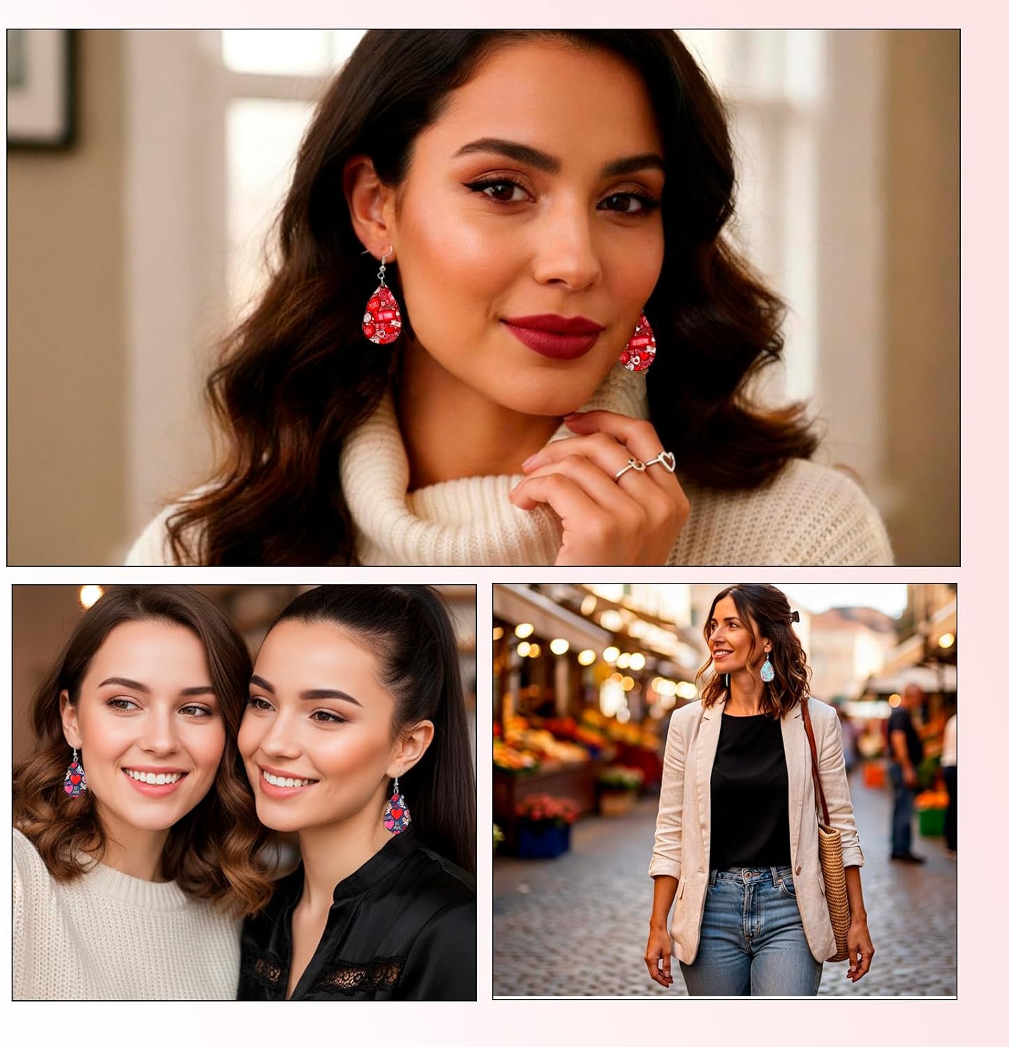 Set of 25 Sublimation Earrings Blanks with Holders & Storage Bags for DIY Projects, Carnival, Valentine's Day, Easter, Mother's Day Holiday Gifts, Unfinished MDF Teardrop Earring - Image 5