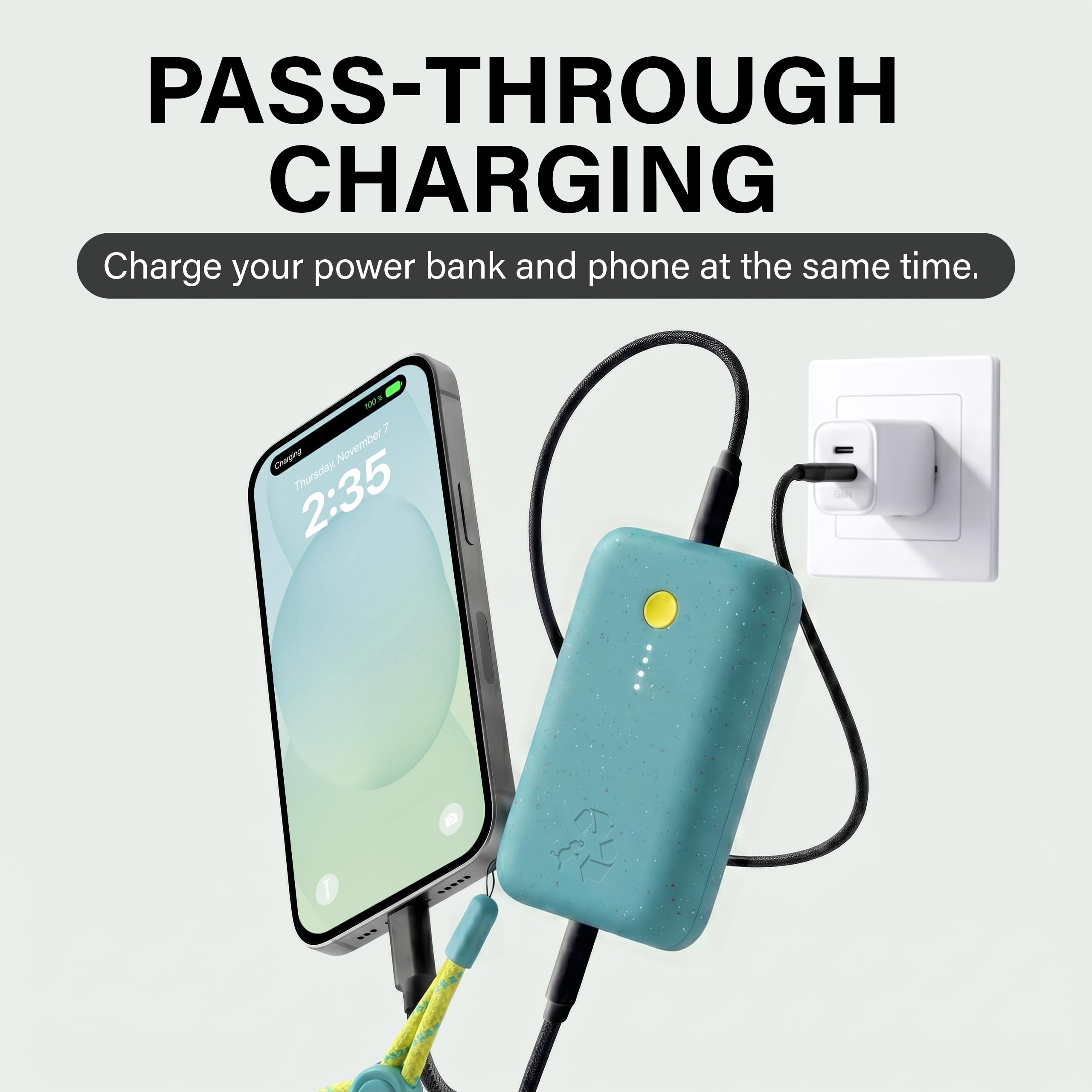 Nimble Champ Caricabatterie portatile, 10.000 mAh, ricarica rapida, 20 W doppia batteria USB-C con cavo, batteria essenziale da viaggio per iPhone, laptop, tablet, pixel, iPad, MacBook, Kindle Airpod