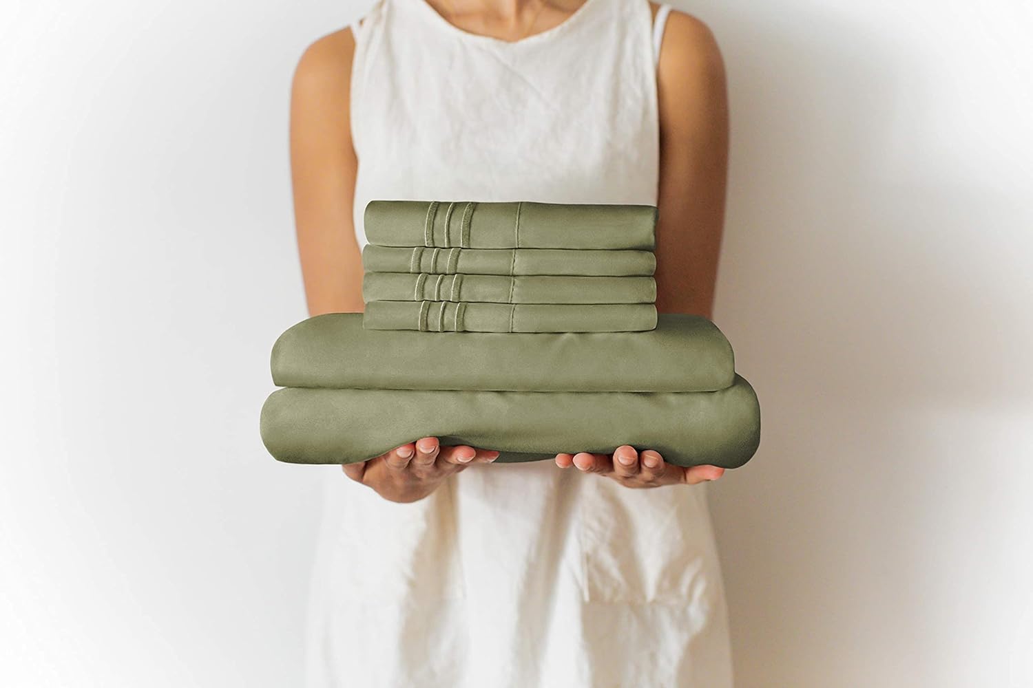 California King Size Sheet Set - 6 Piece Set - Hotel Luxury Bed Sheets - Extra Soft - Deep Pockets - Easy Fit - Breathable & Cooling - Wrinkle Free - Comfy - Sage Green Bed Sheets - Cali Kings Sheets : Home & Kitchen