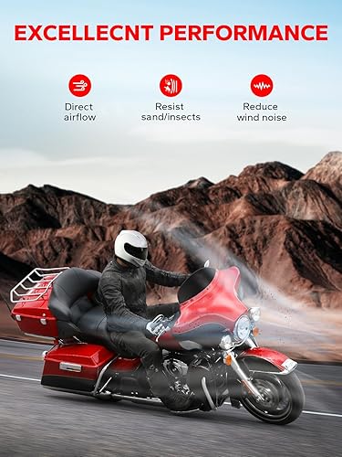 Miniatura 2 de Amazicha Parabrisas Batwing redondo negro de 7 pulgadas Deflector de viento Compatible con Harley Davidson Touring Street Glide Electra Glide