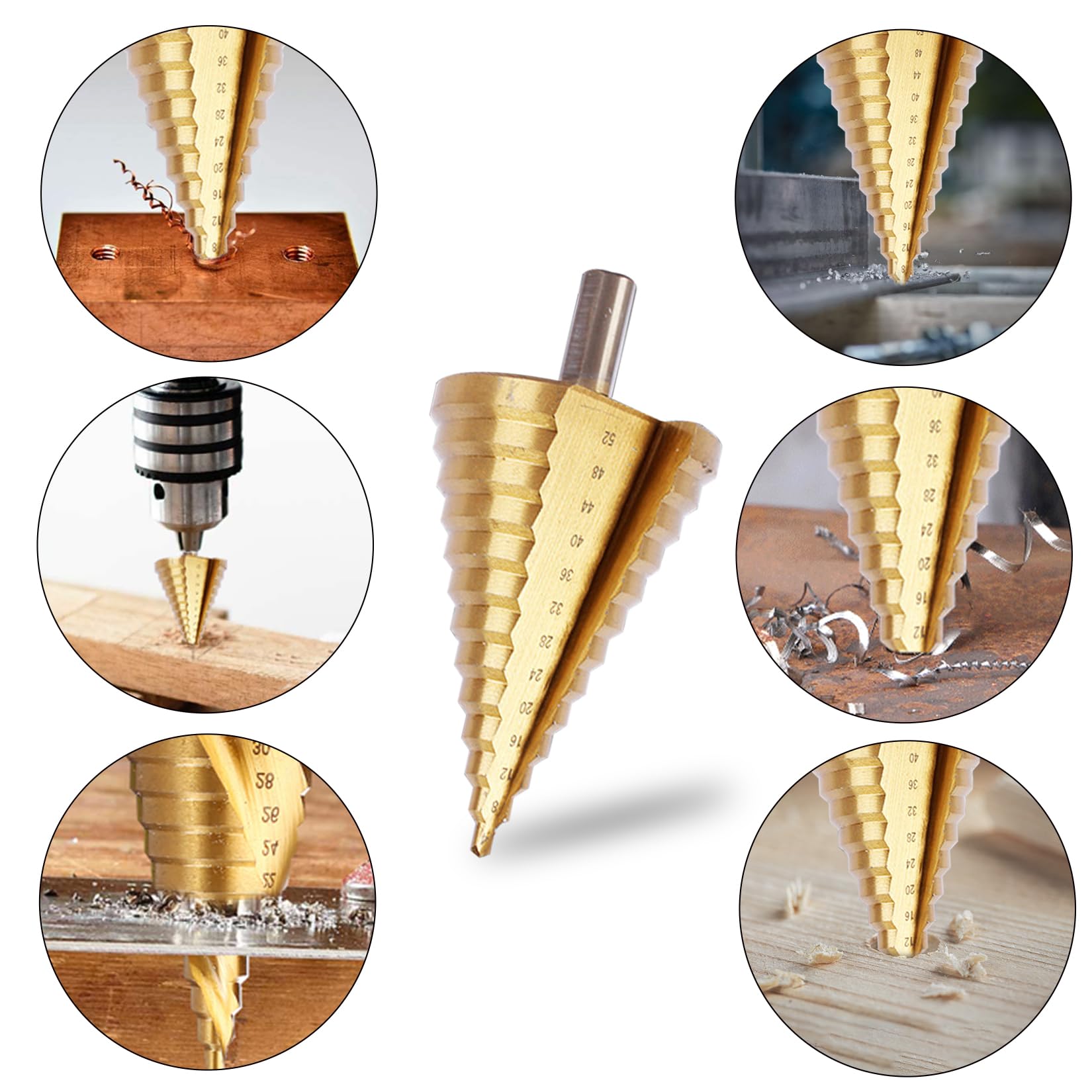 Trappenboor, metaal, 4-52 mm, kegelboor, 13 treden, schilboor