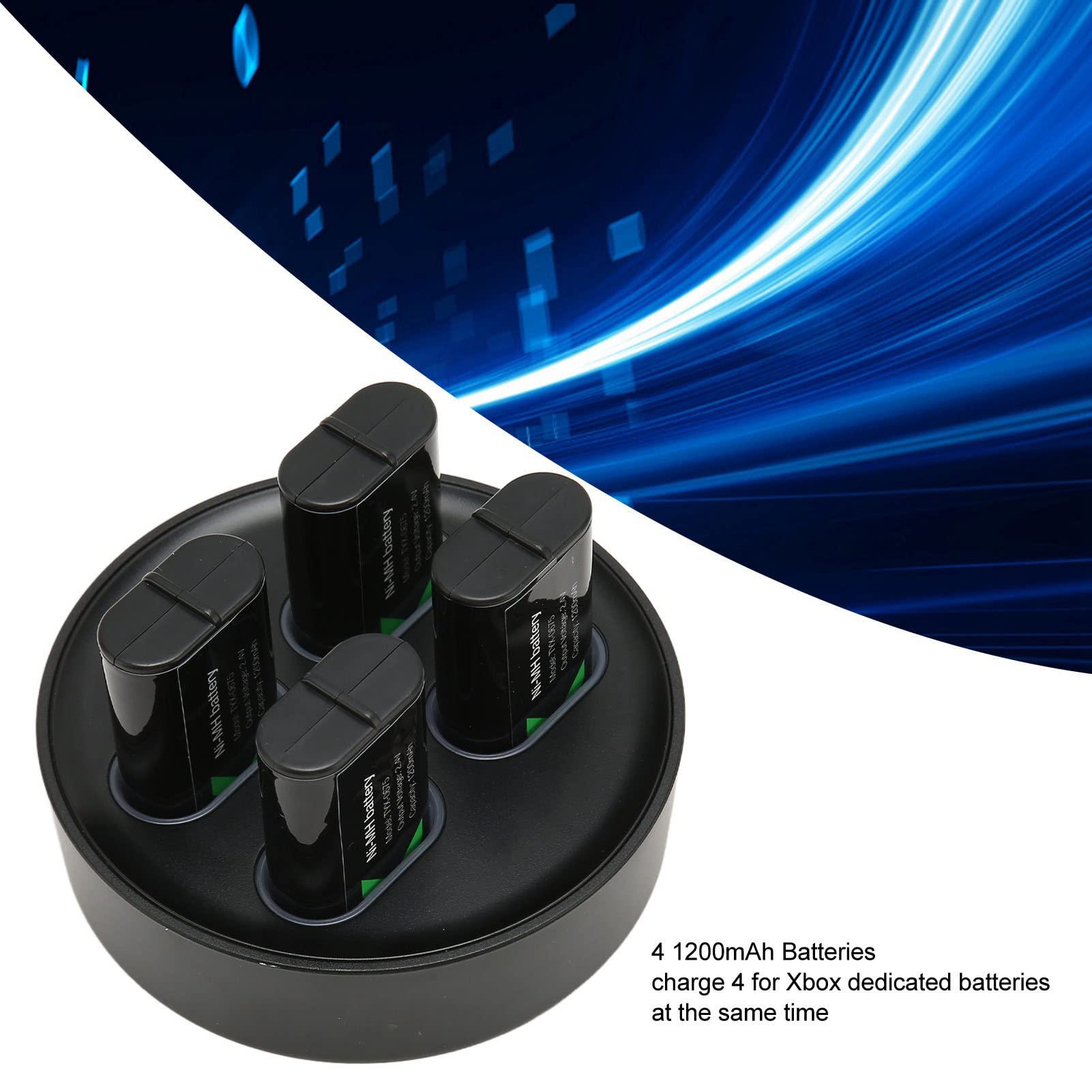 Batteria Ricaricabile per Controller, 4 Batterie Ricaricabili di Backup Ad Alta capacità da 1200 MAh con Dock di Ricarica e Cavo per e Series X
