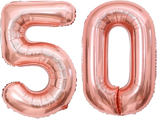 Vista 59 de Globos de oro rosa con el número 80, globos gigantes grandes de 40 pulgadas, globos de aluminio de Mylar de oro rosa con números 80 para fiesta