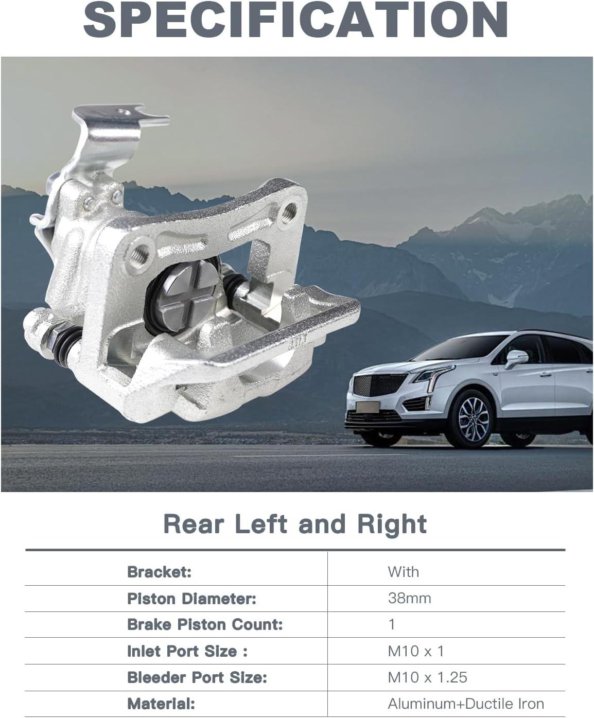 Rear Disc Brake Caliper Left & Right, Assembly with Bracket, Compatible with Honda Accord 2013 2014 2015 2016 2017, Replaces 19-B7097, 19-B7096, 2PC