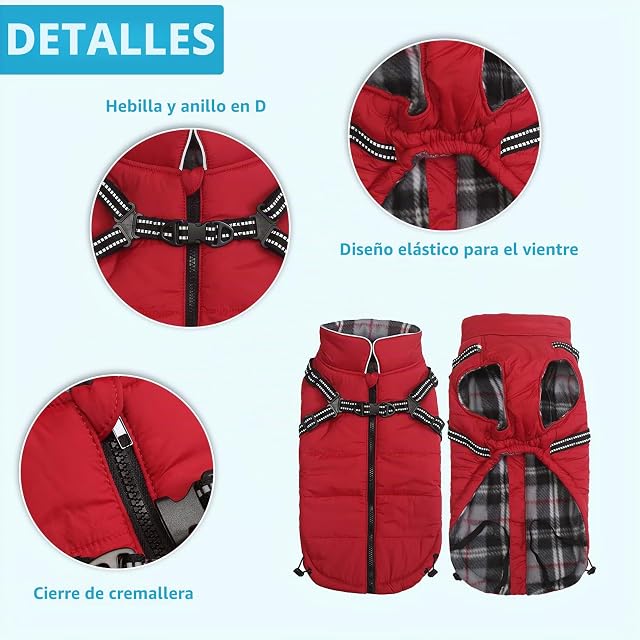 Foto 4 de 6 de Pethiy Abrigo Invierno Perro con Arnes,Abrigo Impermeable para Perros