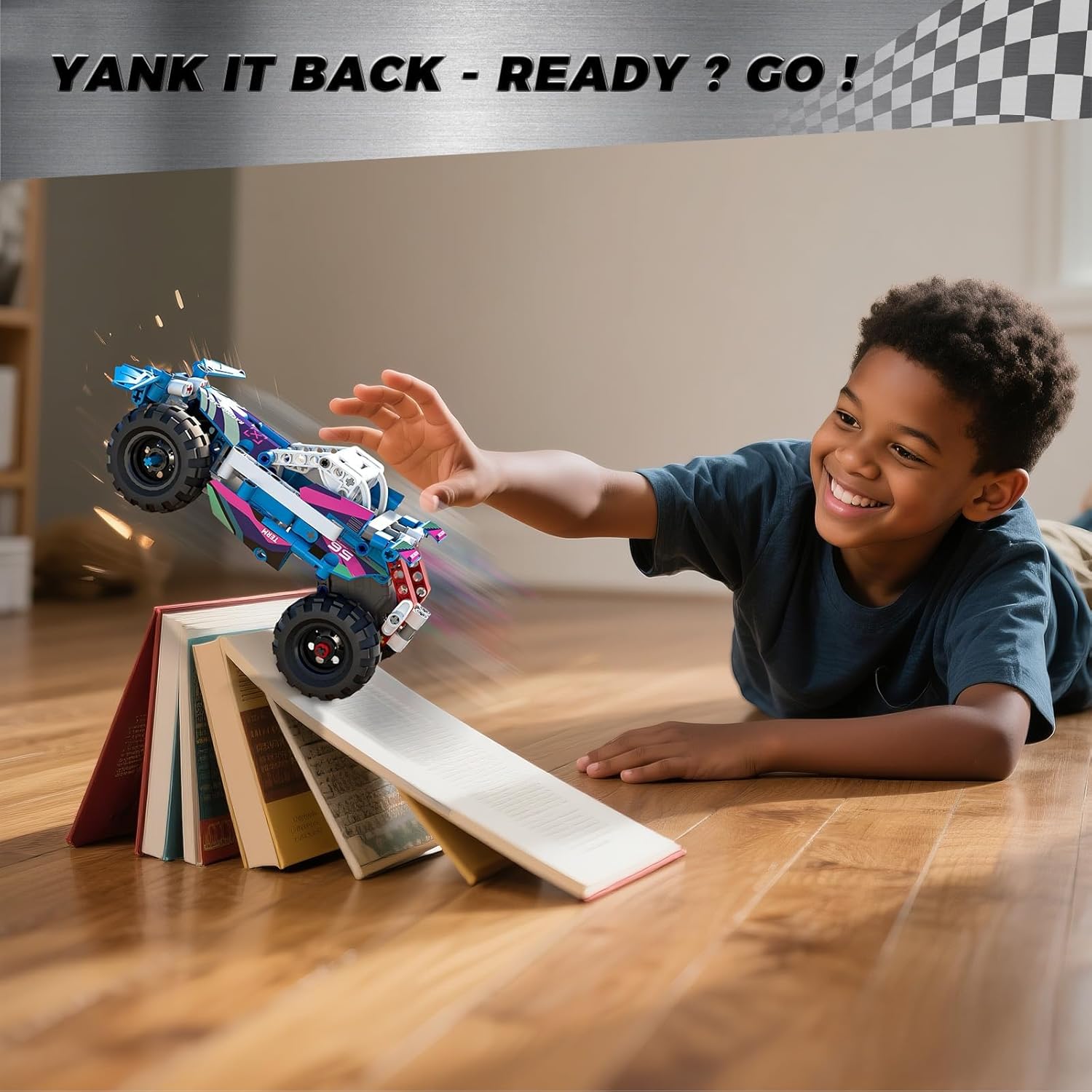 Technic 9 in 1 Pull-Back Car Building Set - Off-Road Race Vehicle Models for Boys and Girls, STEM Engineering Toy for Kids Ages 8 and Up | Ideal Gift for Birthdays