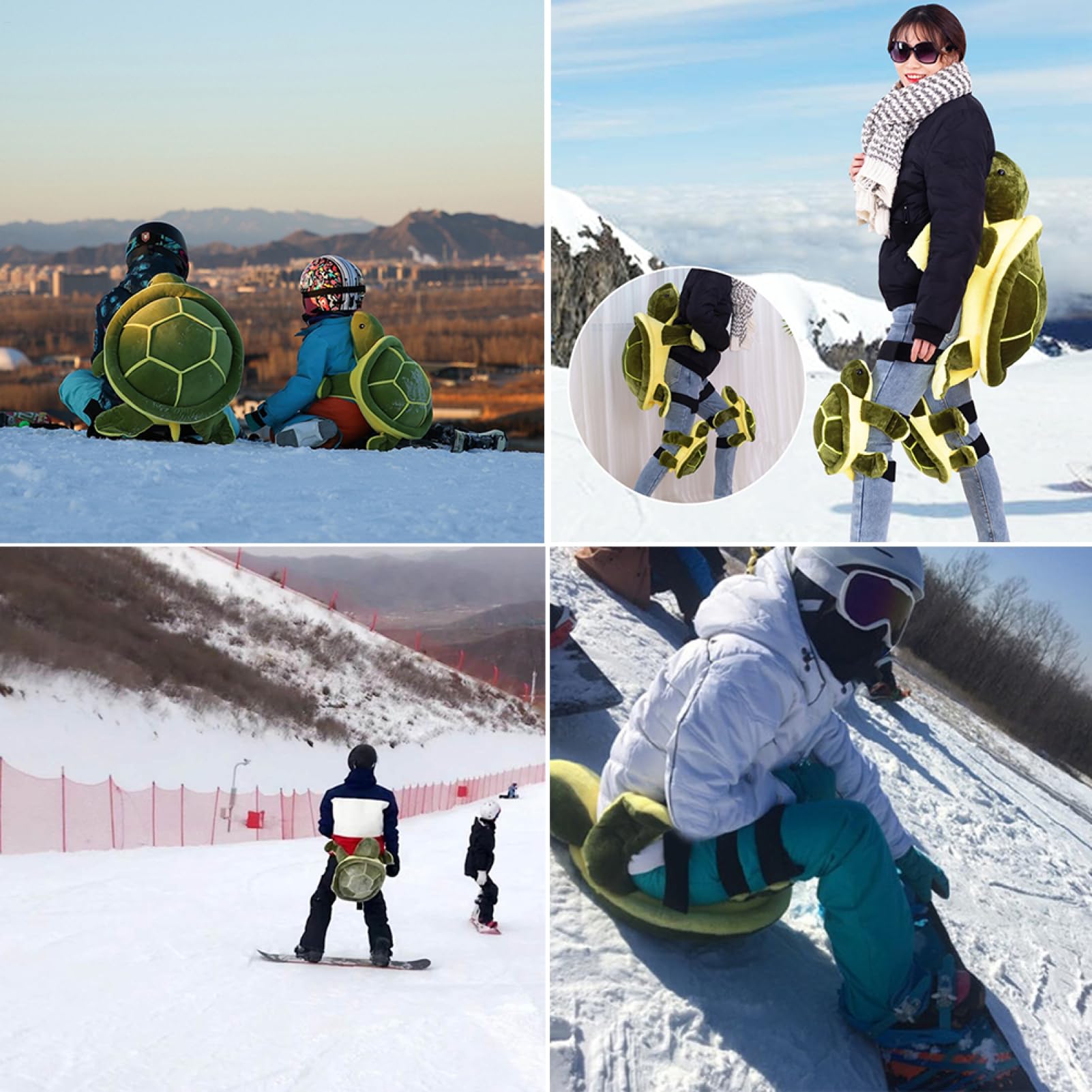 Turtle podkładka na deskę snowboardową, wyposażenie ochronne dla żółwia, śliczny żółw, 3D, biodra, łokcie, żółw, zestaw ochraniaczy narciarskich