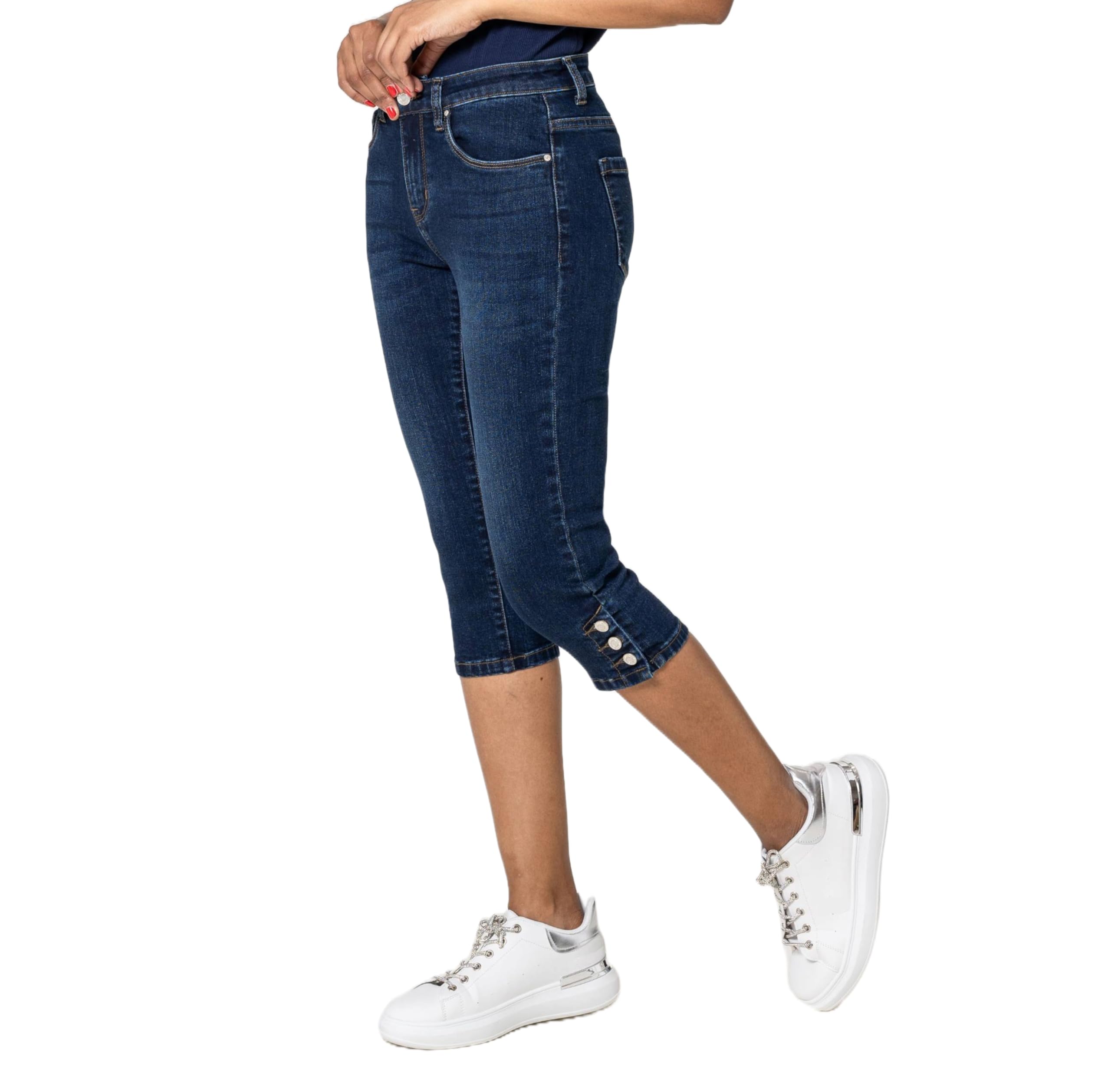 Nina Carter P516 Damen Capri Slim Fit Jeanshosen HIGH Waist Sommer Jeans