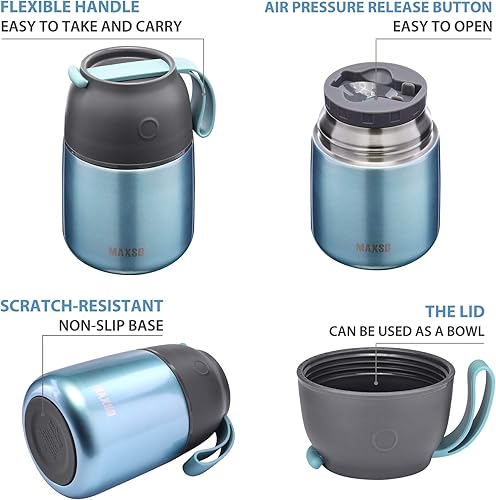 Miniatura 2 de Thermos - Tarro de comida caliente y fría para niños y adultos, juego de 17 onzas, termo de sopa, recipientes de comida caliente para almuerzo, 1