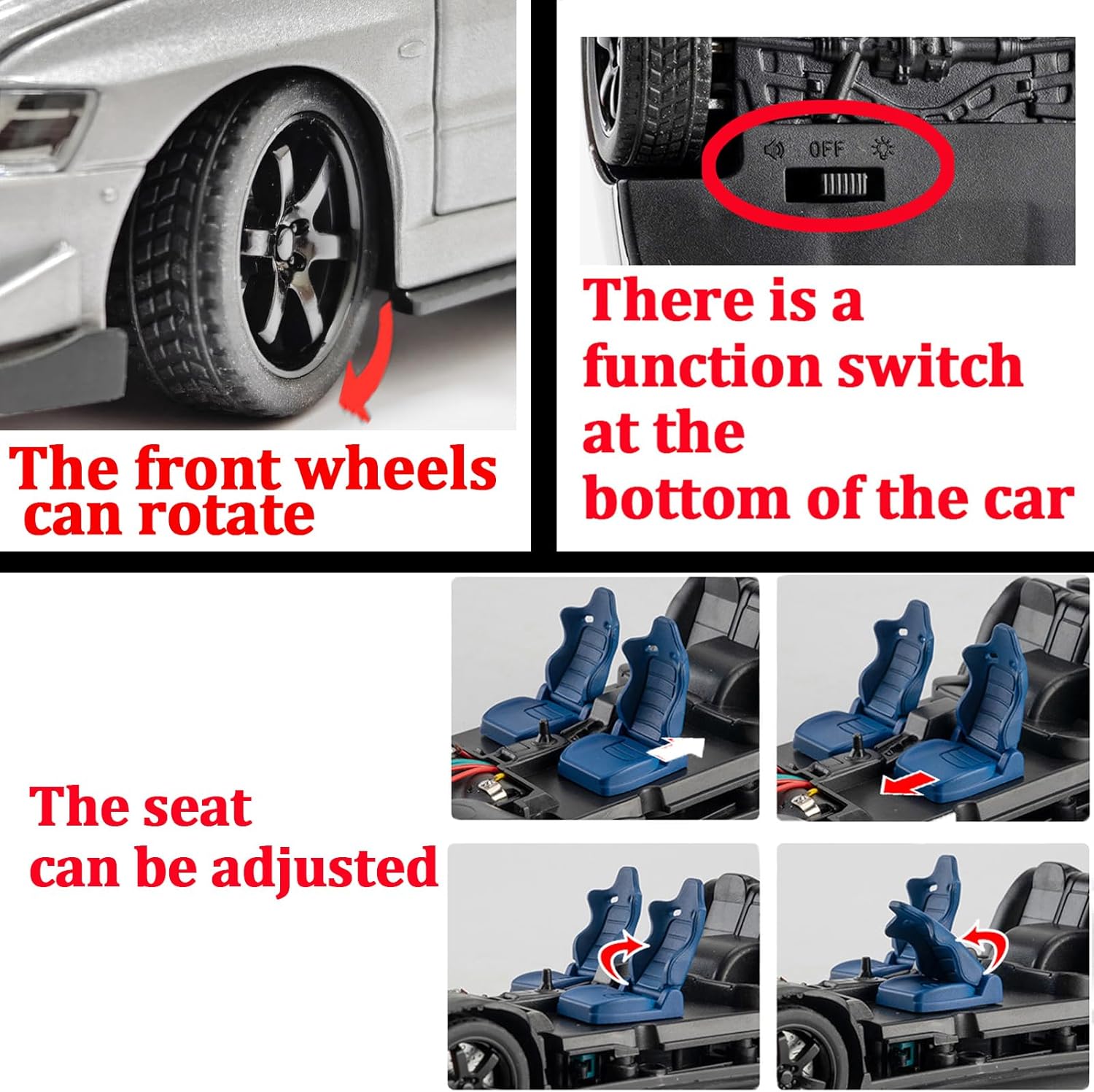 Toy Cars Compatible for Lancer Evolution IX 1/32 Metal Model Car Pull Back Car Toys with Light and Sound Toys Car Collectible Model for Children Age 3 + Year Old (Silver)