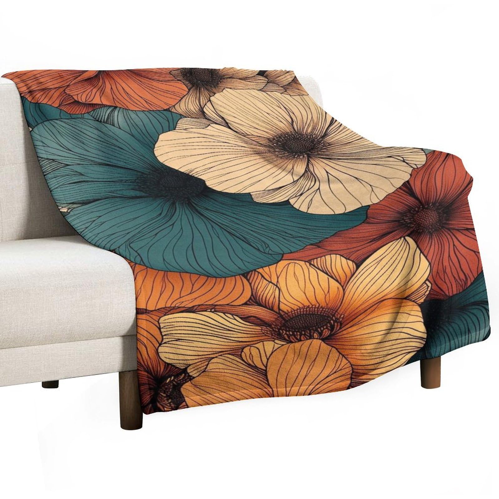 ECWECC Throw Blankets Flower Soft Throws Botanical Print for Teenager Cozy Warm Flannel Bedding for Bed Sofa Fuzzy Blanket Room Decor Christmas Graduation 80x100cm