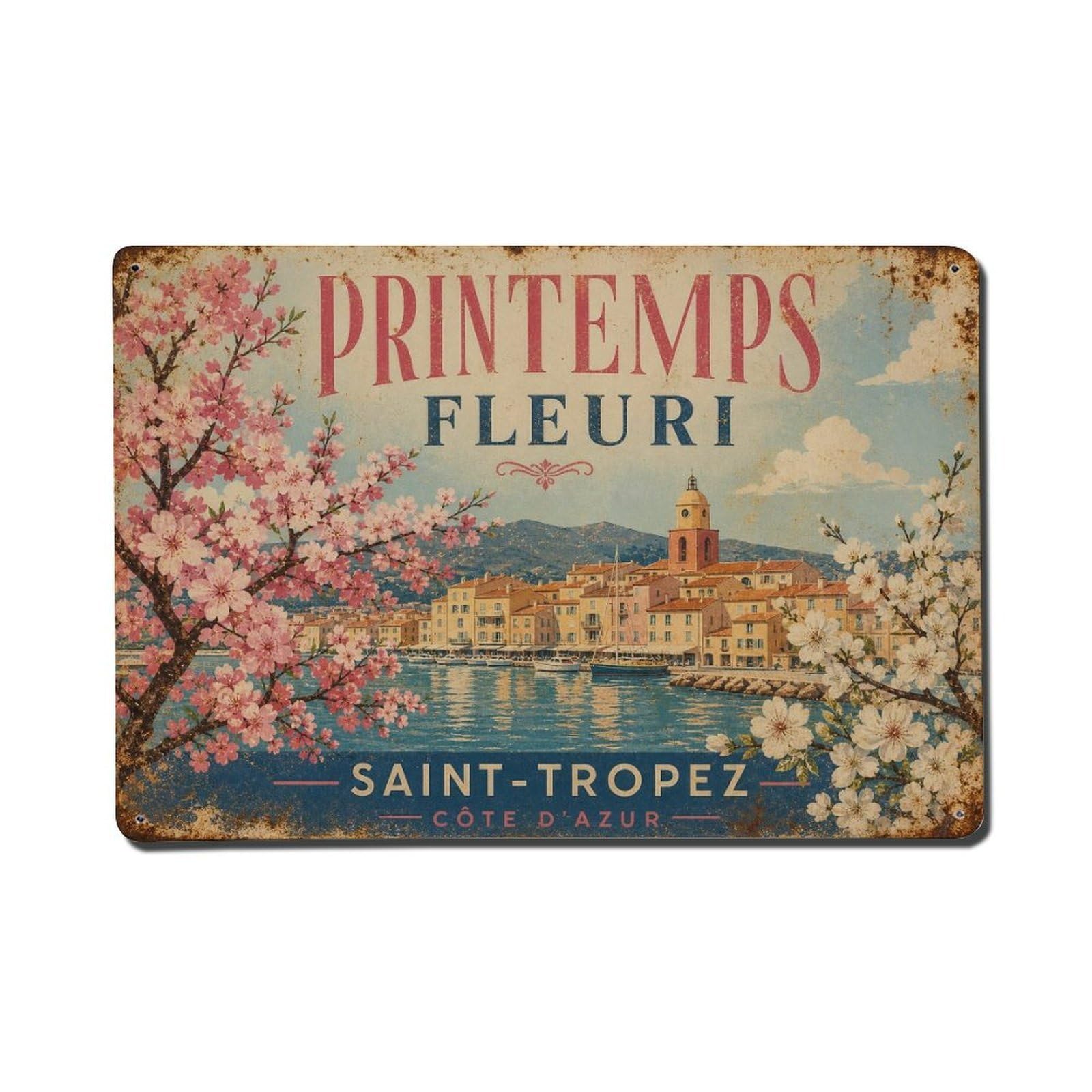 Travel Provence Botanical Garden Harvest Metal Tin Sign Plaque Wall Decor for Cafe, Man Cave, Club Bar, Office, Home Garden Round Metal Poster 8x12Inch