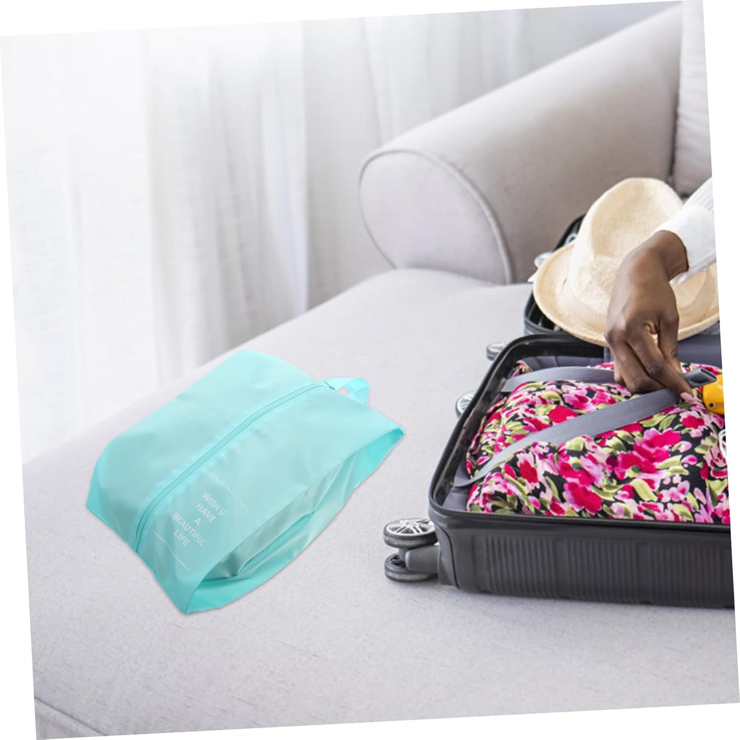 KOMBIUDA 4pcs Portable Sneaker Bags for Travel Shoe Storage Organizers for Shoes Clothes and Cosmetic Storage