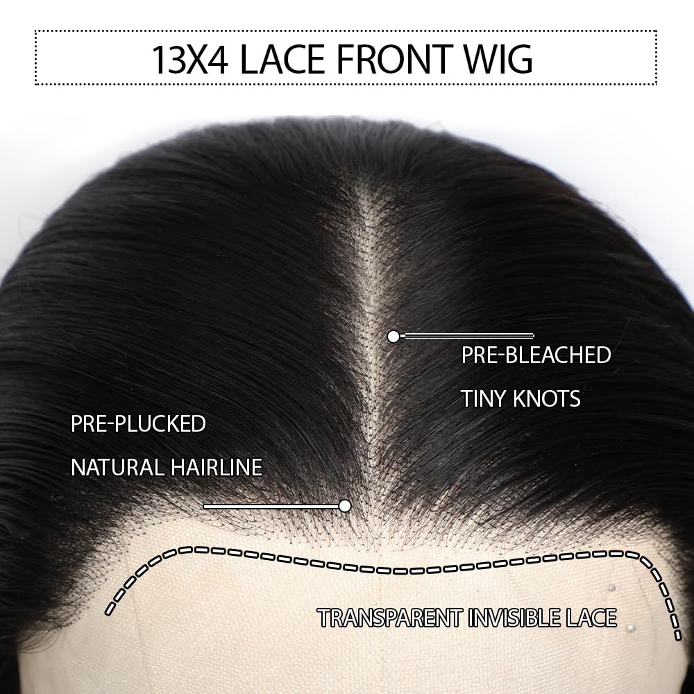 MSGEM 220 Density Straight 13×4 Lace Front Wig Virgin Human Hair Double Drawn Pre Plucked Bleached Knot Brazilian HD Transparent Lace Frontal Wigs with Baby Hair 22 Inch