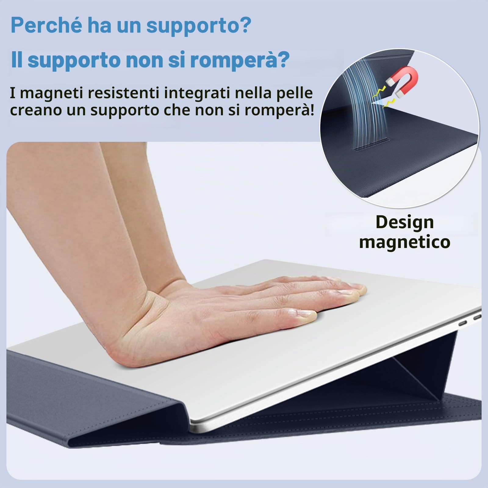 13 14 Pollici Custodie per PC Portatile Borsa con Funzione Stand per MacBook Air 13 M5/M4/M3/M2/M1 A3113 A2681 A2337, MacBook Pro 14 M5/M4/M3/M2 A3112 A3401 A3185 A2992 A2918 A2779 Blu