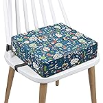 Toddler Booster Seat Dining, Cartoon Canvas Washable 2 Straps Safety Buckle Kids Booster Seat for Dining Table, Portable Travel Increasing Cushion (Forest-Green)