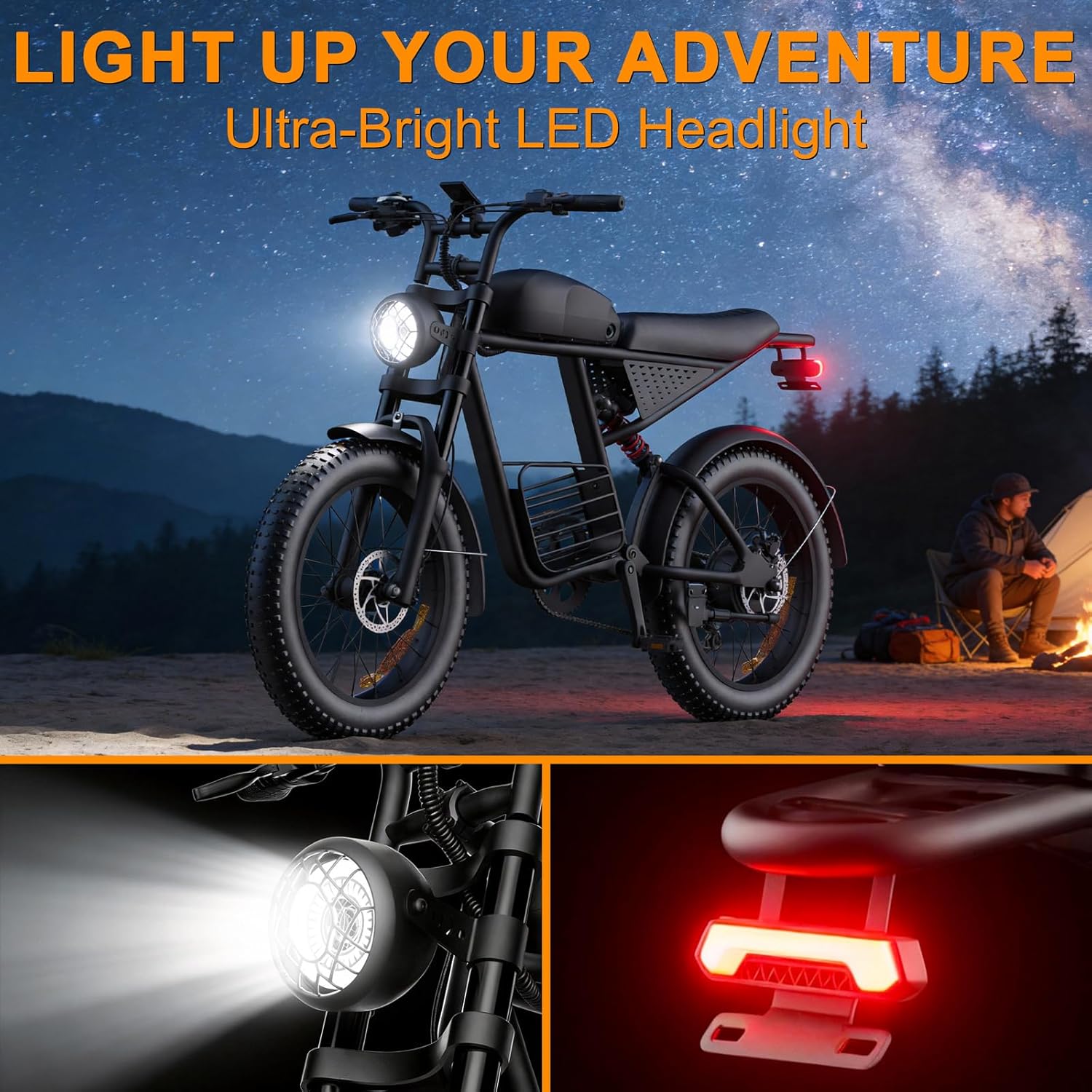 Ebikes for Adults,1500W Peak 90Nm High Torque Motor, 48V 20Ah Battery 70 Miles Range, 20"x4" Fat Tire Ebike for Beach, Snow & Mountain Off-Road, 35° Climbing