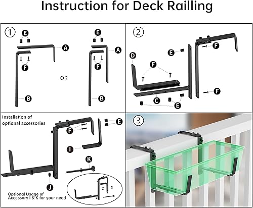 Miniatura 7 de Y&M 2 soportes ajustables para jardineras (6 a 12.5 pulgadas), soportes universales para ventana, ganchos de hierro resistentes para montaje en