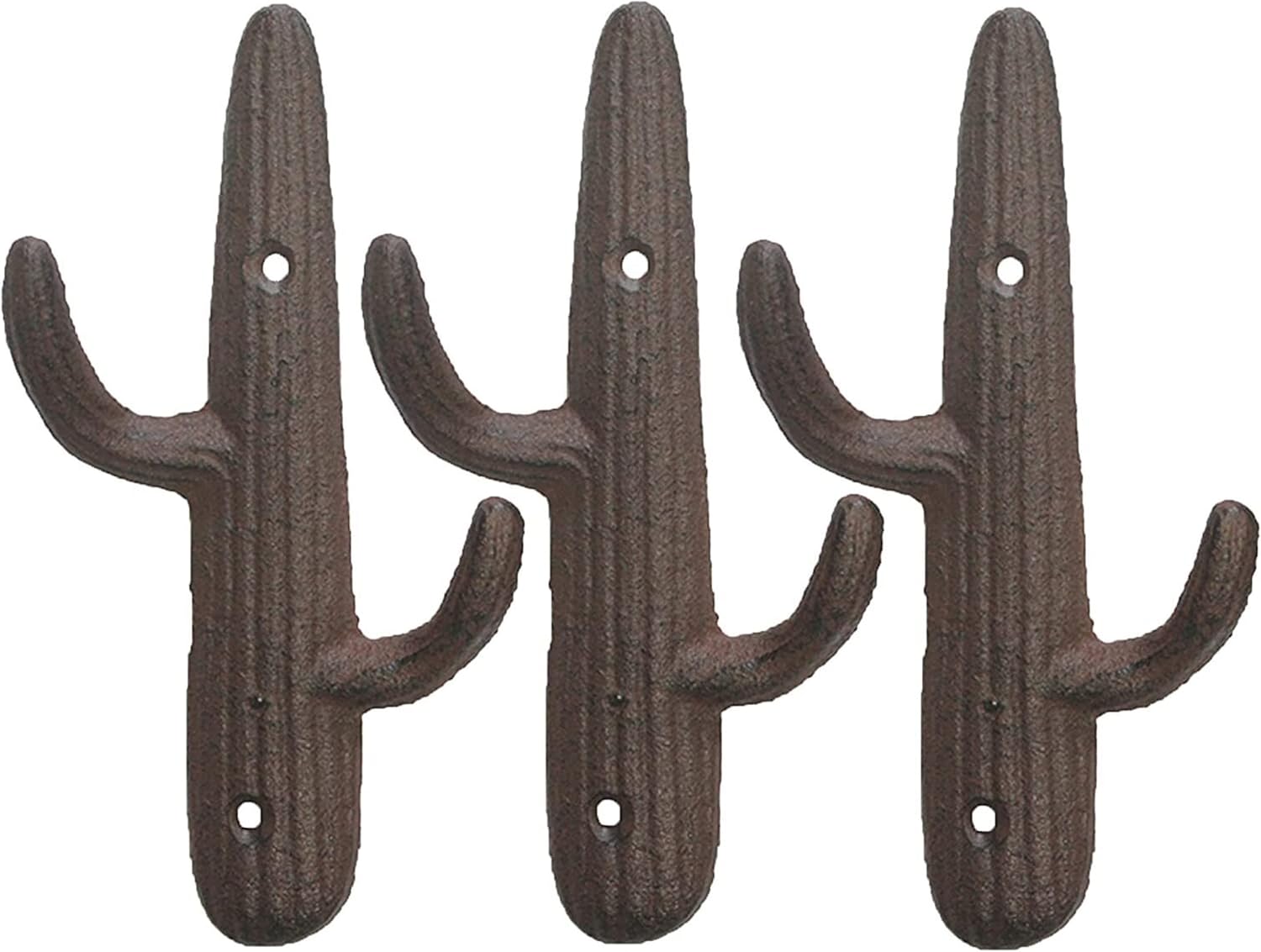 Comfify Set of 3 Hooks Cast Iron Cactus Double Wall Mounted