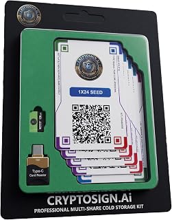 Keyless Kit 1x24 - Portefeuille Physique Crypto Multi-Sig | Seed Phrase Pré-Générée & Répartie, Shamir 3/5, 5 Cartes Prêtes pour Initialiser Ledger / Trezor