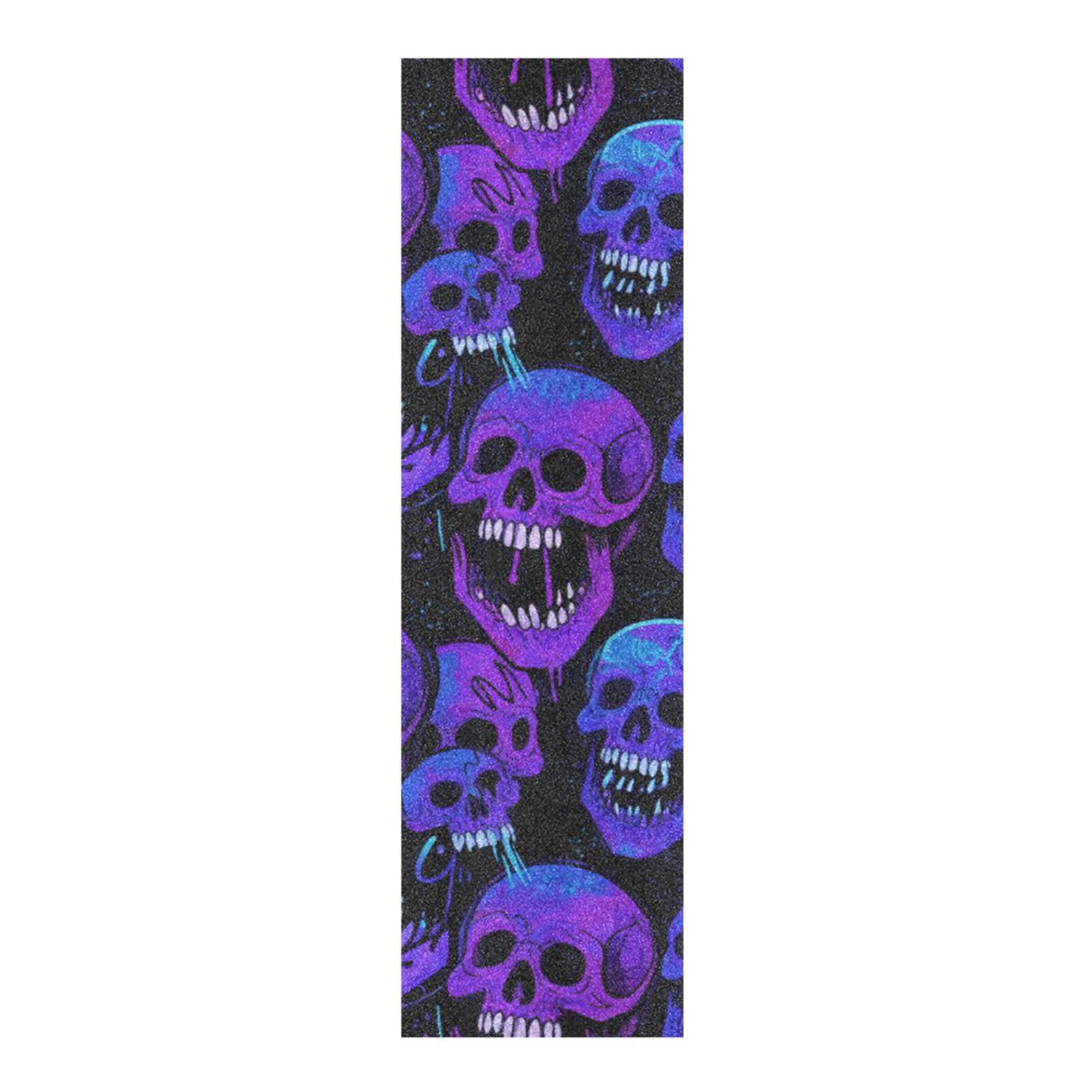 voucong Trendy Skull Gradient Pattern Blue Purple Skate Board Grip Tape Non-Skid Scooter Griptape 33×9 Inch lijas para Skateboard
