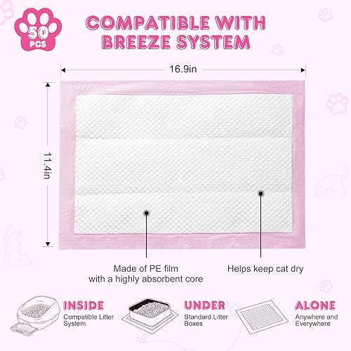 Miniatura 2 de YONKFUL Recambios de almohadillas para gatos Tidy Cats Breeze - Recambios compatibles con Breeze, sin perfume, súper absorbentes, 50 almohadillas