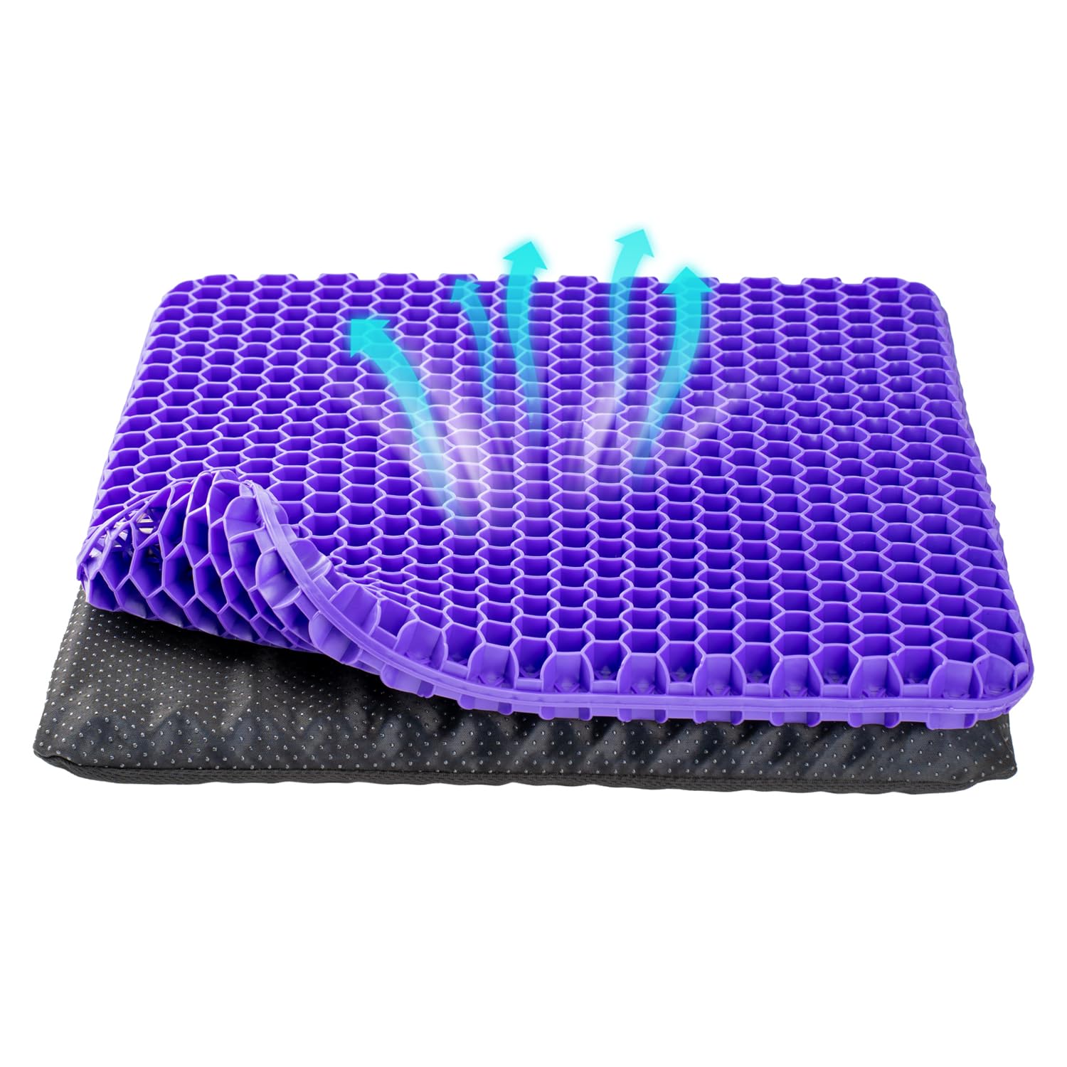 VisionSync Thicker Gel Seat Cushion, 3.5cm Big Breathable Cooling Cushion Washable, Office Chair Ergonomic Cushion for Long Sitting, Home Car Seat Cushions for Back & Sciatica Pain Relief (Purple)